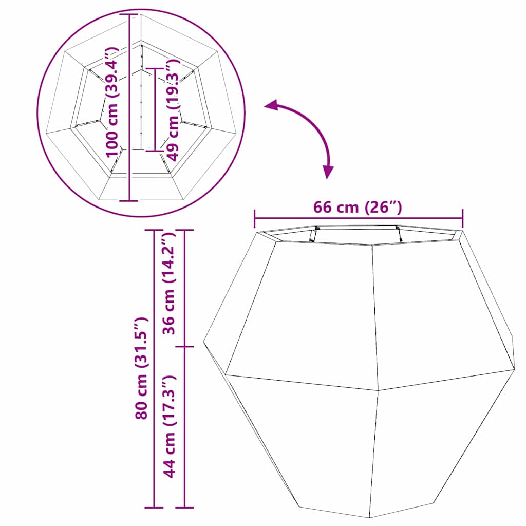 Fioriera Verde Oliva 100 x 100 x 80 cm Acciaio