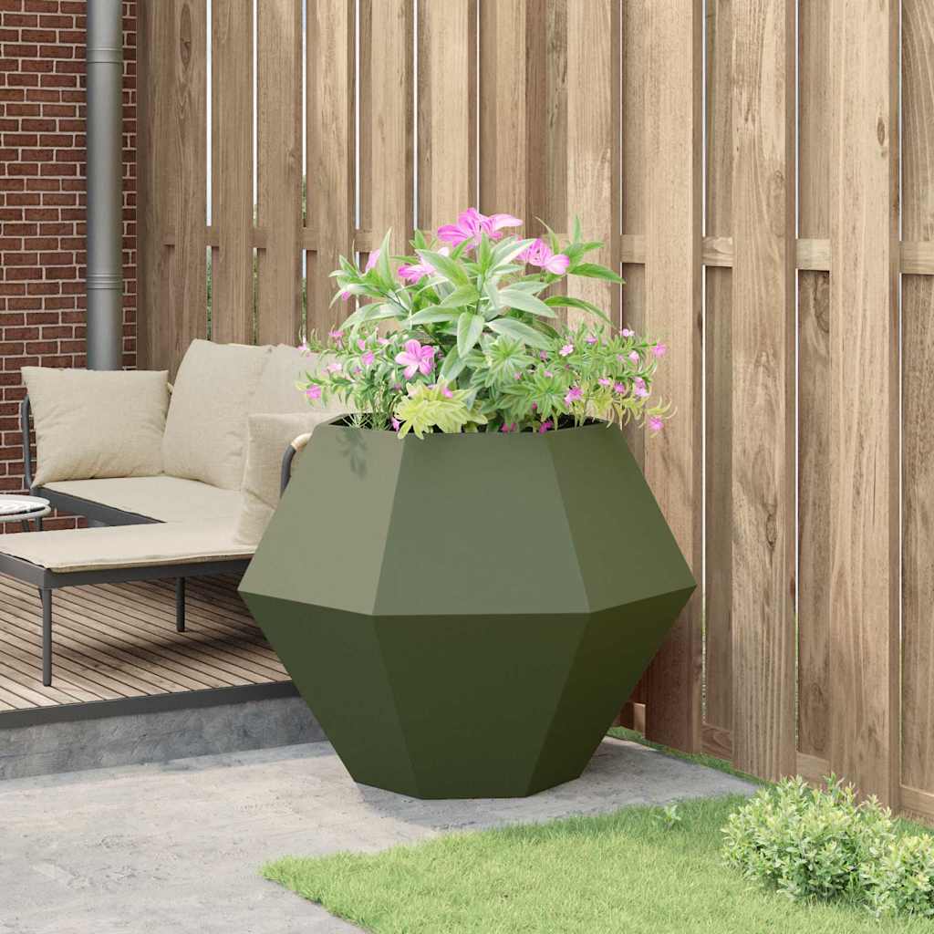 Fioriera Verde Oliva 100 x 100 x 80 cm Acciaio