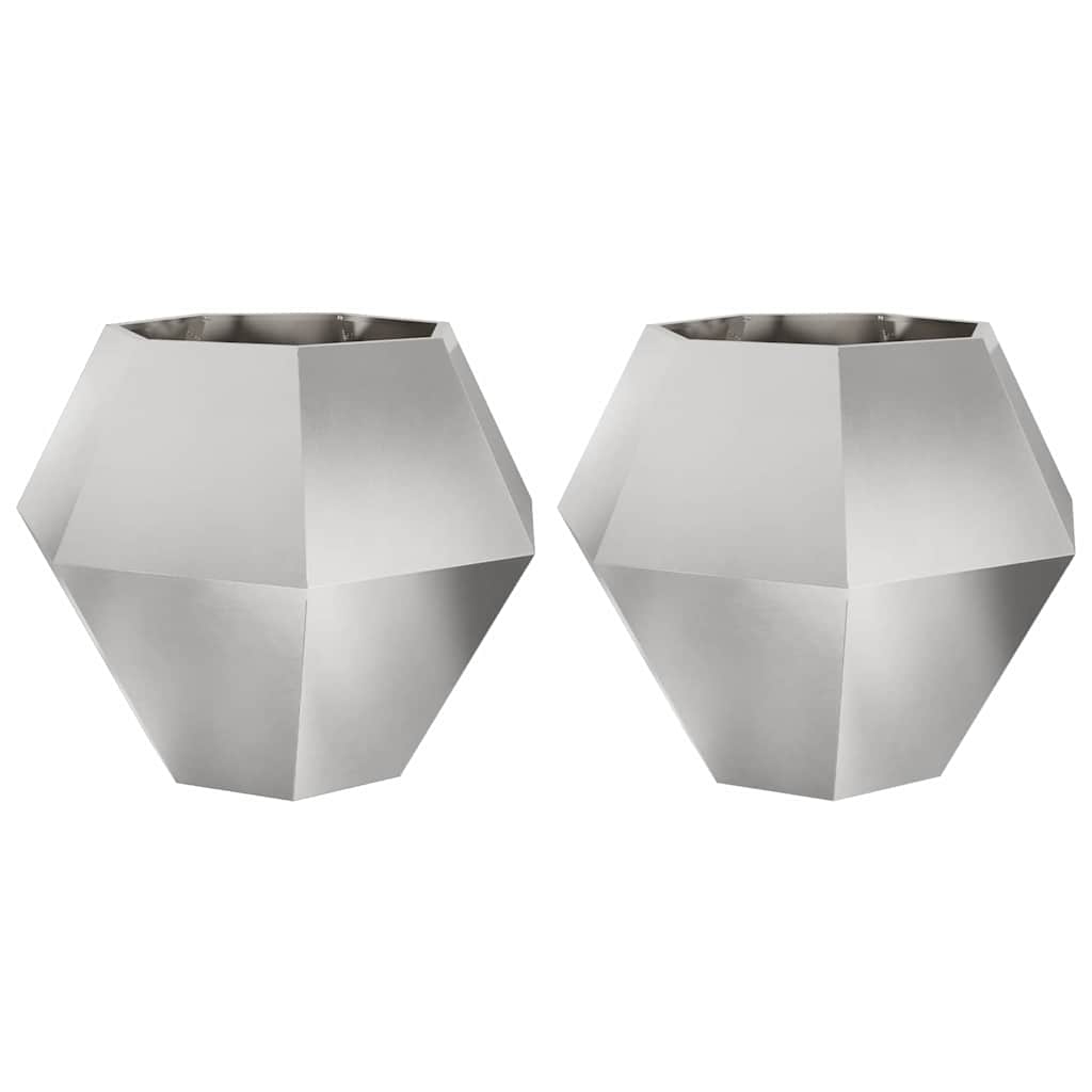 Fioriera 2 pz Argento 100 x 100 x 80 cm Acciaio Inox