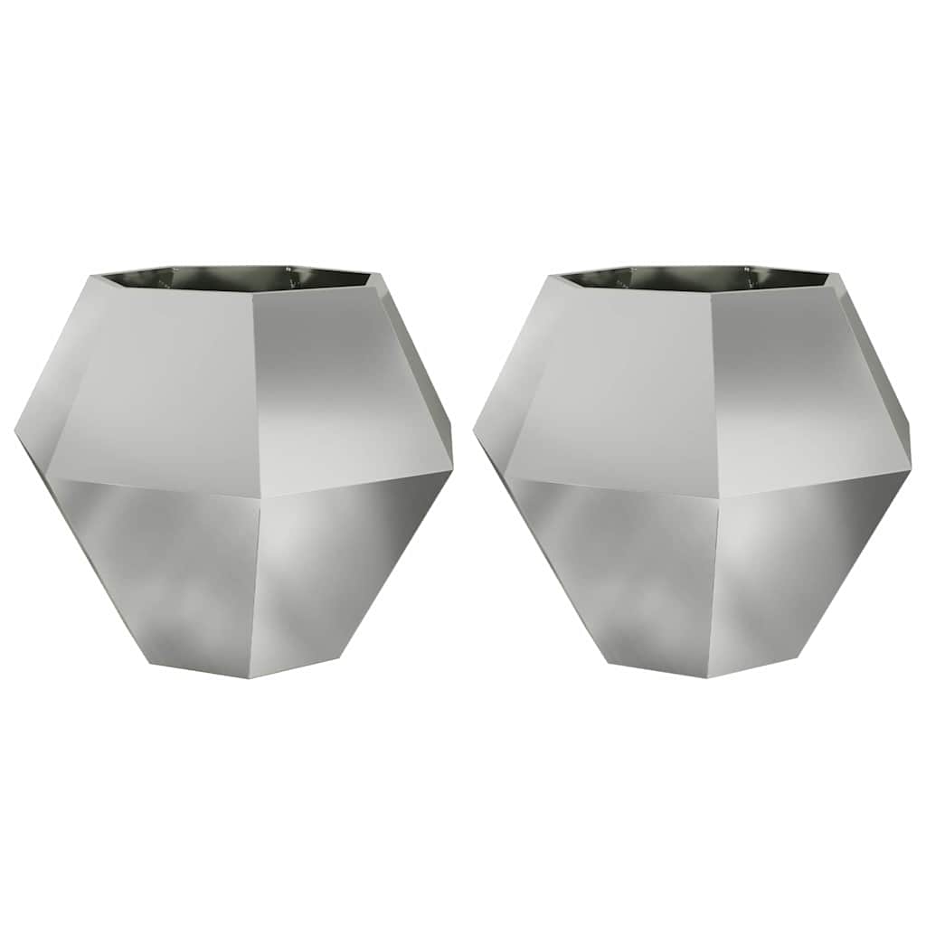 Fioriera 2 pz Argento 100 x 100 x 80 cm Acciaio zincato