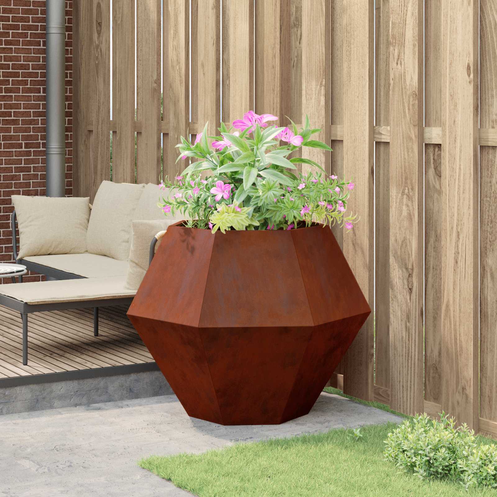 Fioriera Ruggine 100 x 100 x 80 cm Acciaio Corten