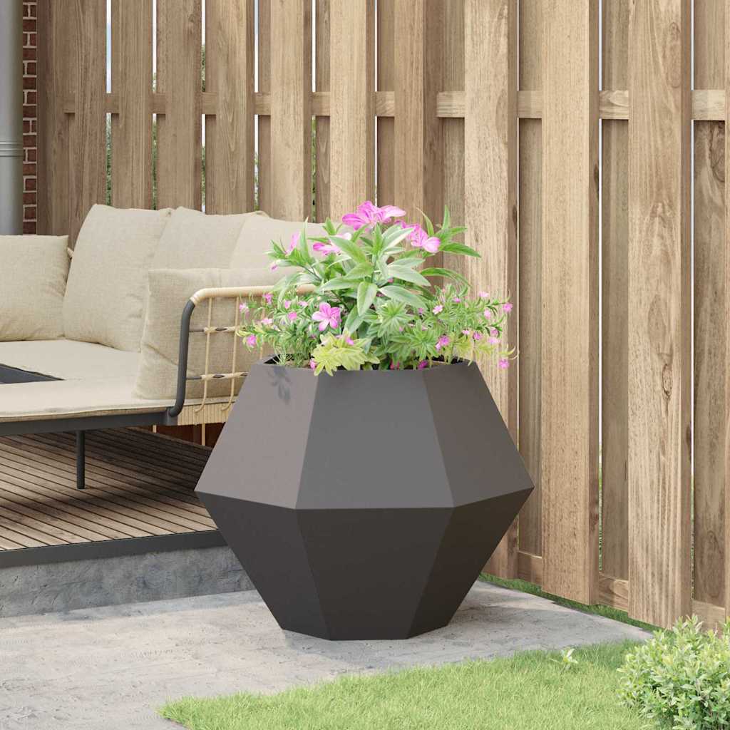 Fioriera Nero 75 x 75 x 60 cm Acciaio