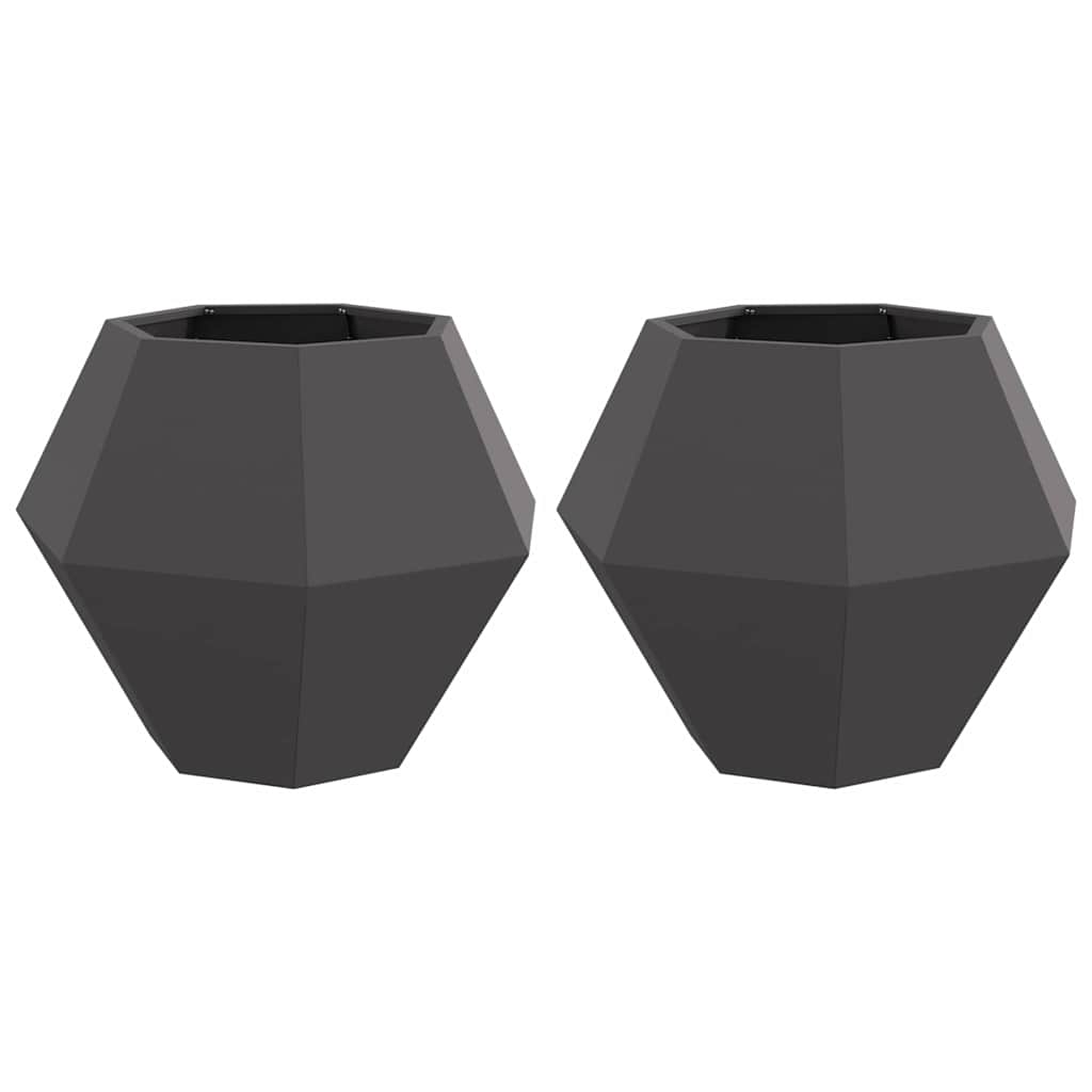 Fioriera 2 pz Nero 75 x 75 x 60 cm Acciaio