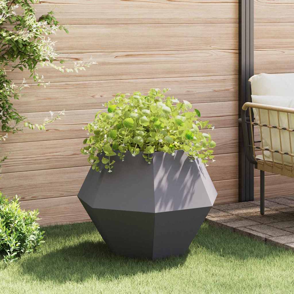 Fioriera 2 pz Nero 75 x 75 x 60 cm Acciaio