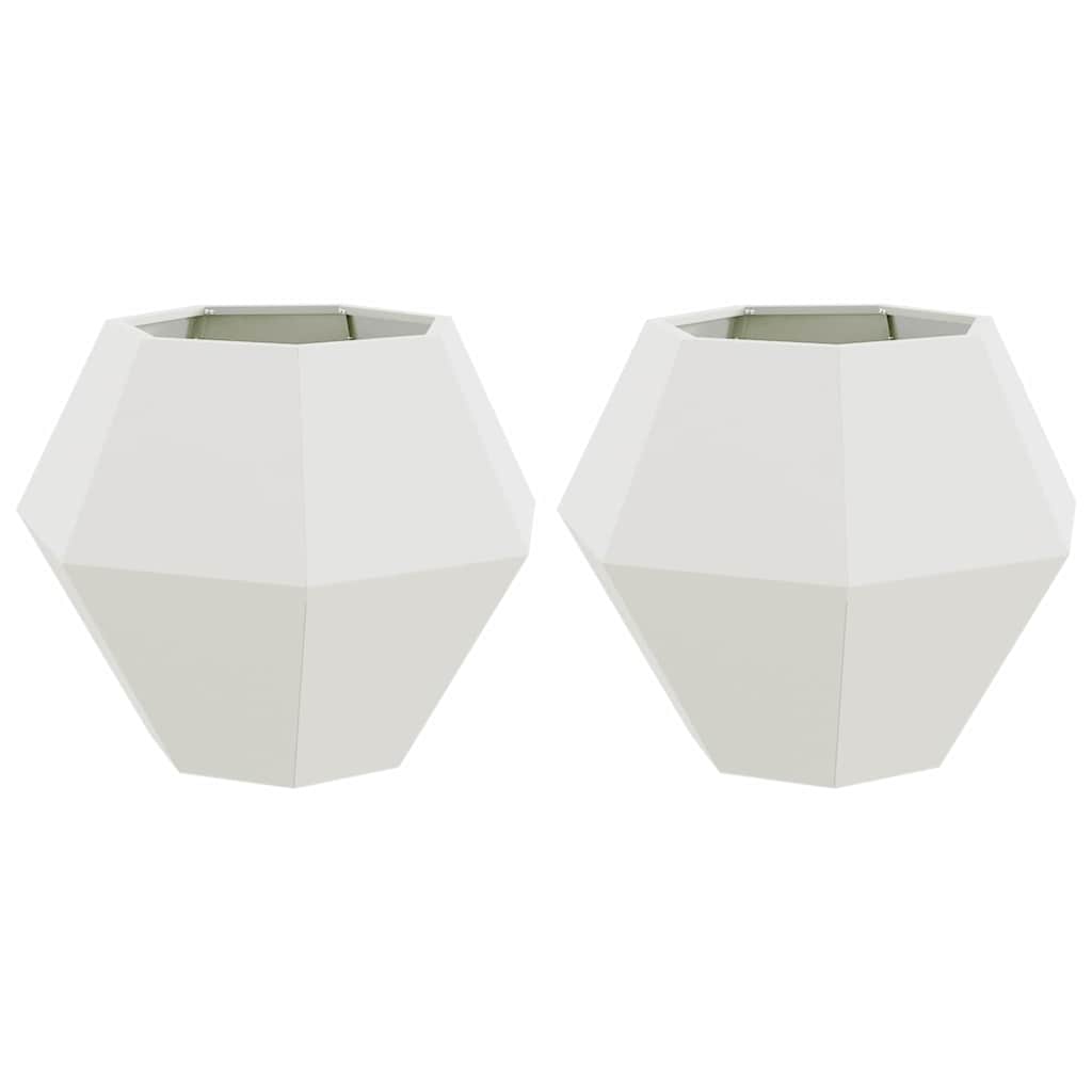 Fioriera 2 pz Bianco 75 x 75 x 60 cm Acciaio