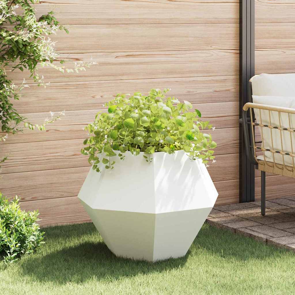 Fioriera 2 pz Bianco 75 x 75 x 60 cm Acciaio