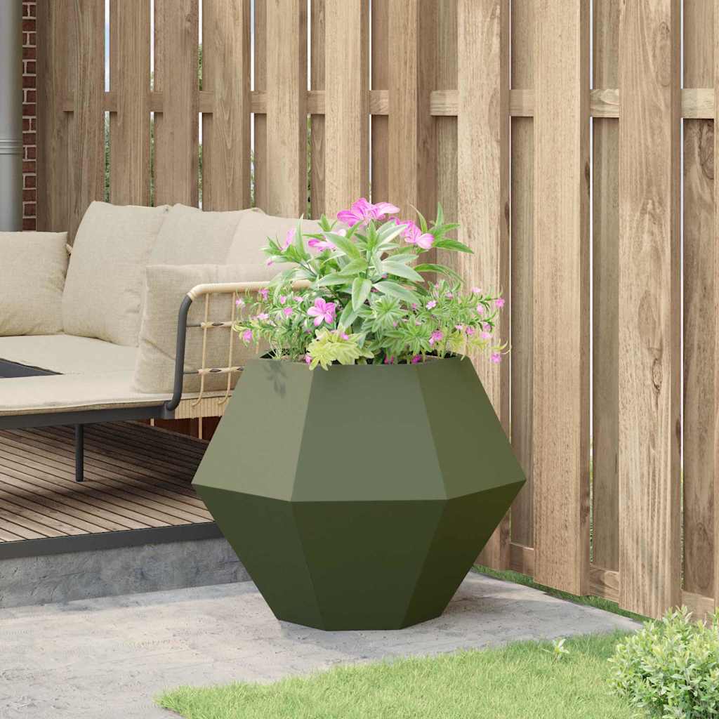 Fioriera Verde Oliva 75 x 75 x 60 cm Acciaio