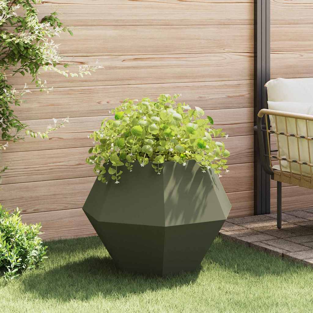 Fioriera 2 pz Verde Oliva 75 x 75 x 60 cm Acciaio