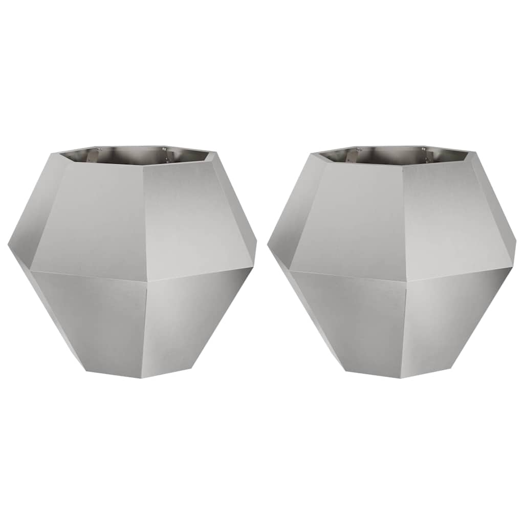 Fioriera 2 pz Argento 75 x 75 x 60 cm Acciaio Inox