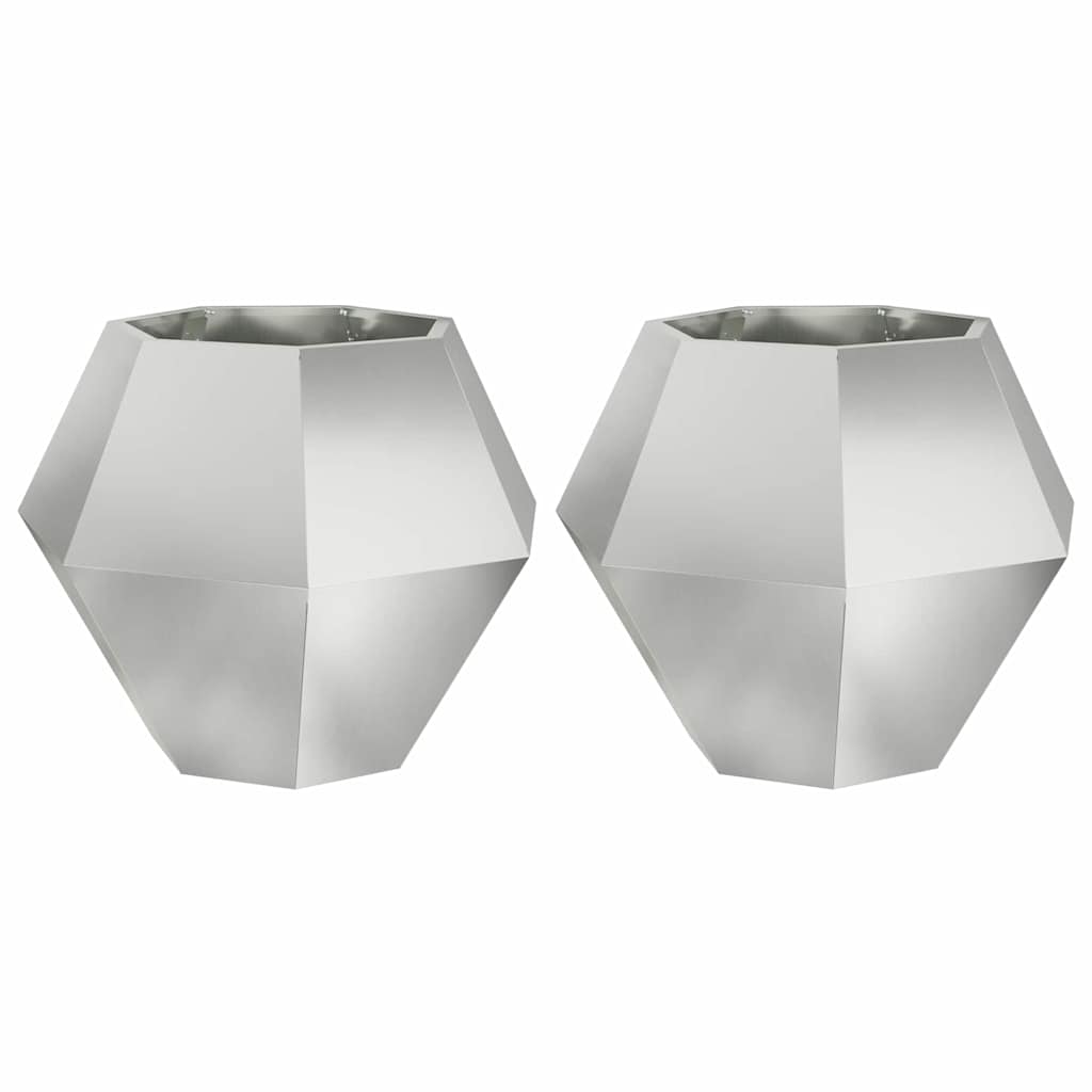 Fioriera 2 pz Argento 75 x 75 x 60 cm Acciaio zincato