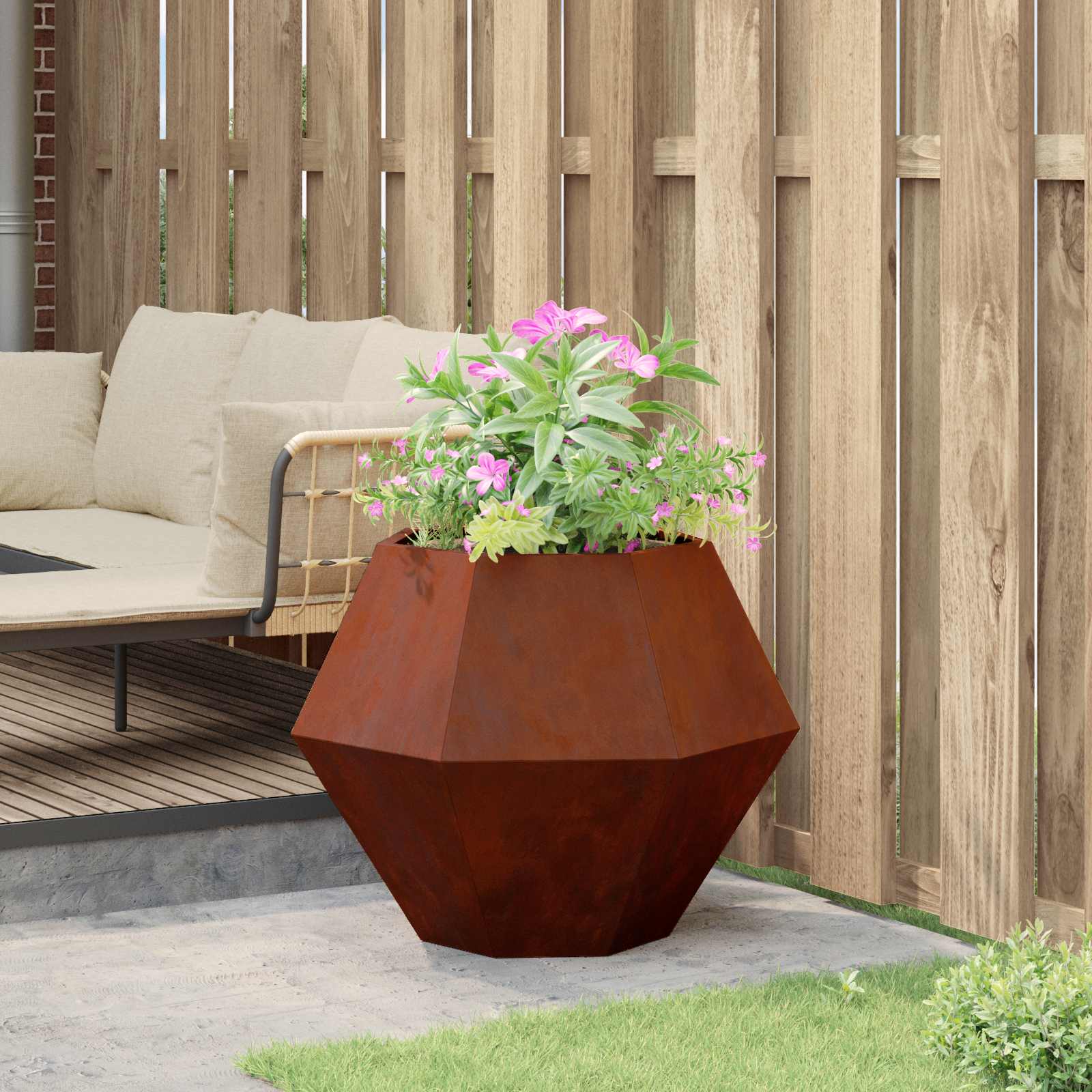 Fioriera Ruggine 75 x 75 x 60 cm Acciaio Corten