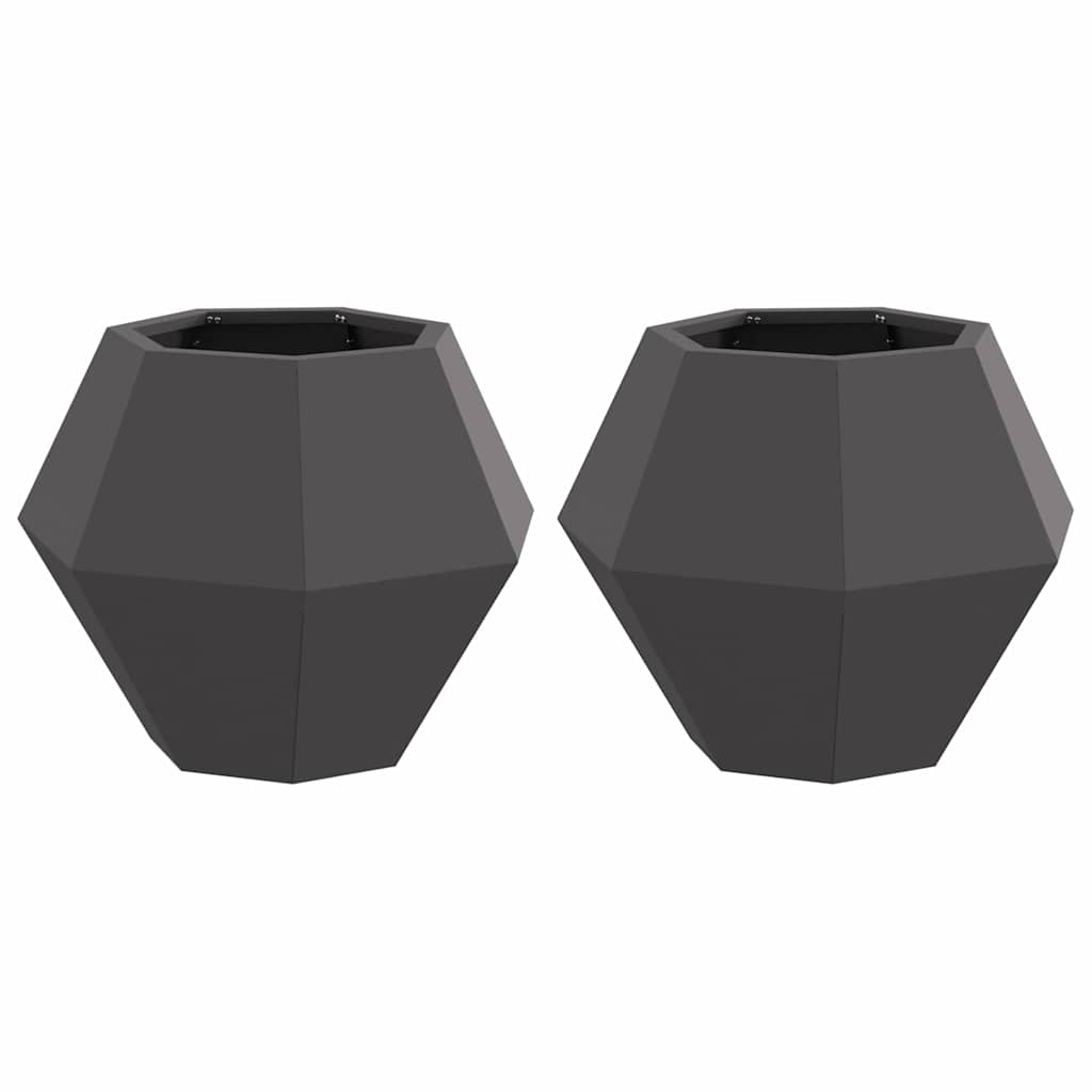 Fioriera 2 pz Nero 50 x 50 x 40 cm Acciaio