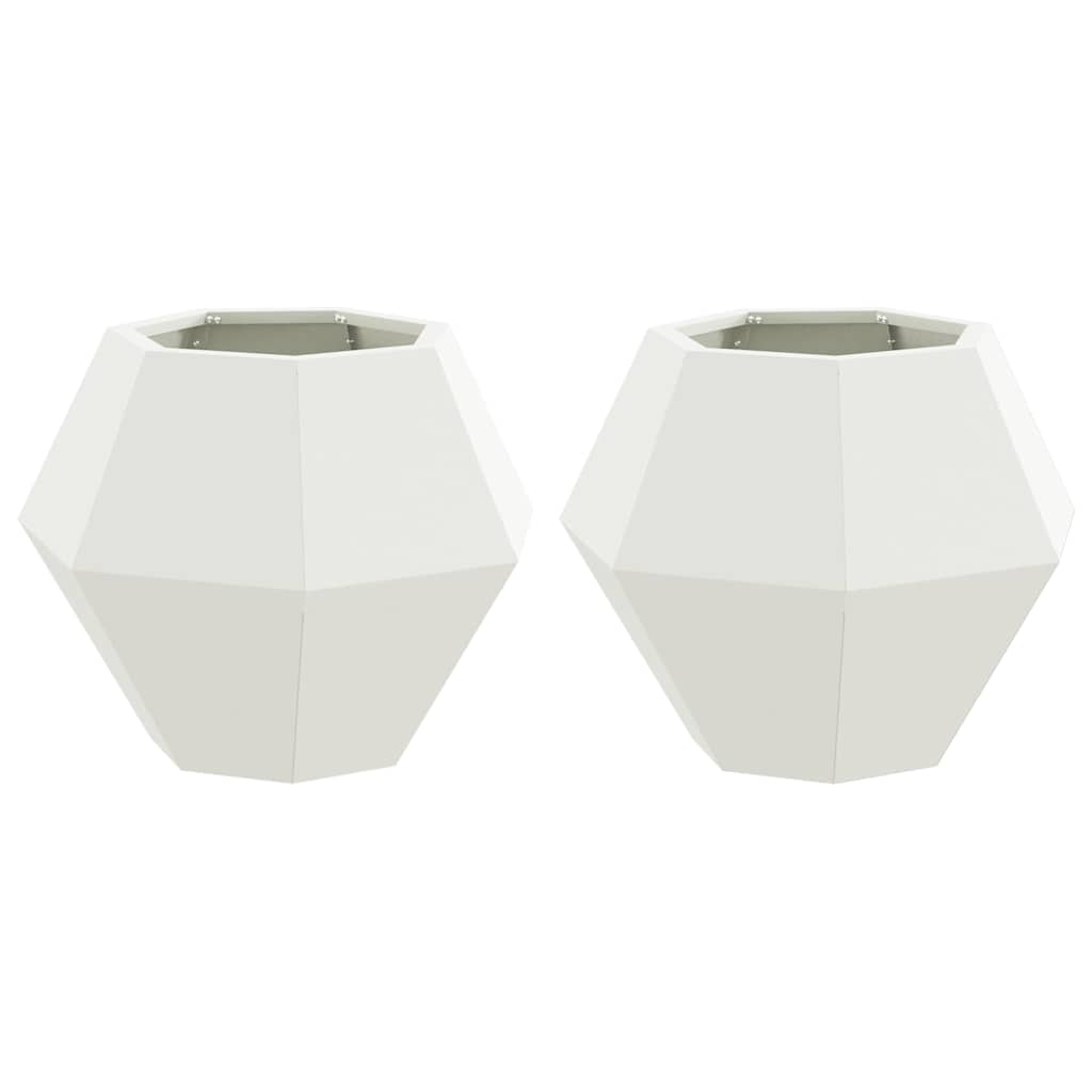 Fioriera 2 pz Bianco 50 x 50 x 40 cm Acciaio
