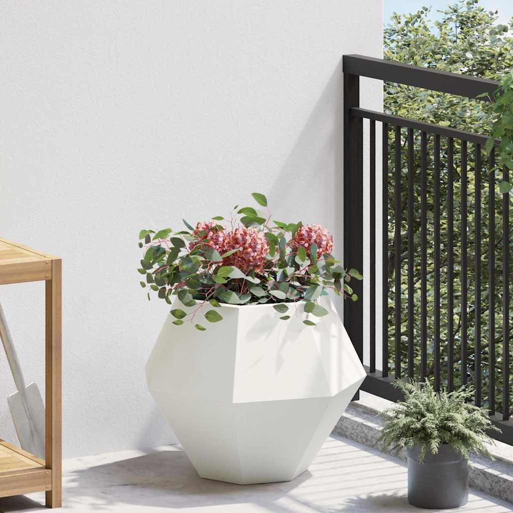 Fioriera 2 pz Bianco 50 x 50 x 40 cm Acciaio