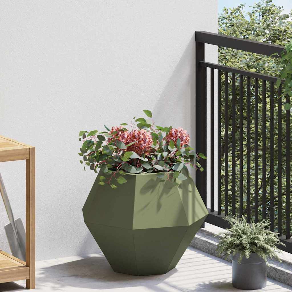 Fioriera 2 pz Verde Oliva 50 x 50 x 40 cm Acciaio