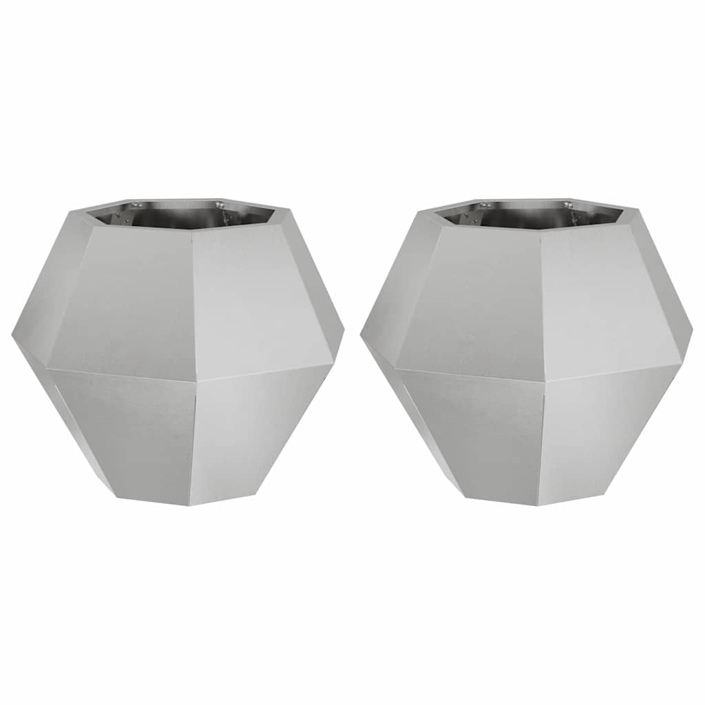 Fioriera 2 pz Argento 50 x 50 x 40 cm Acciaio Inox