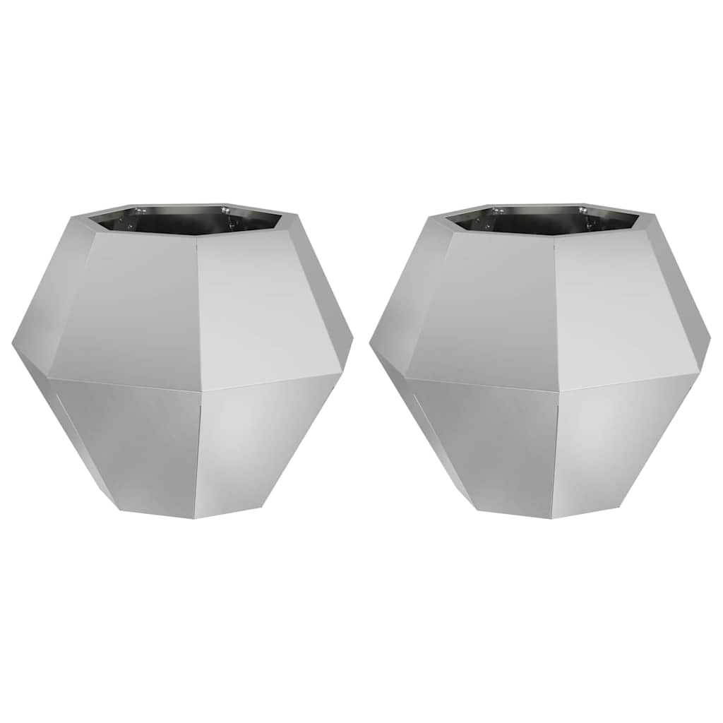 Fioriera 2 pz Argento 50 x 50 x 40 cm Acciaio zincato