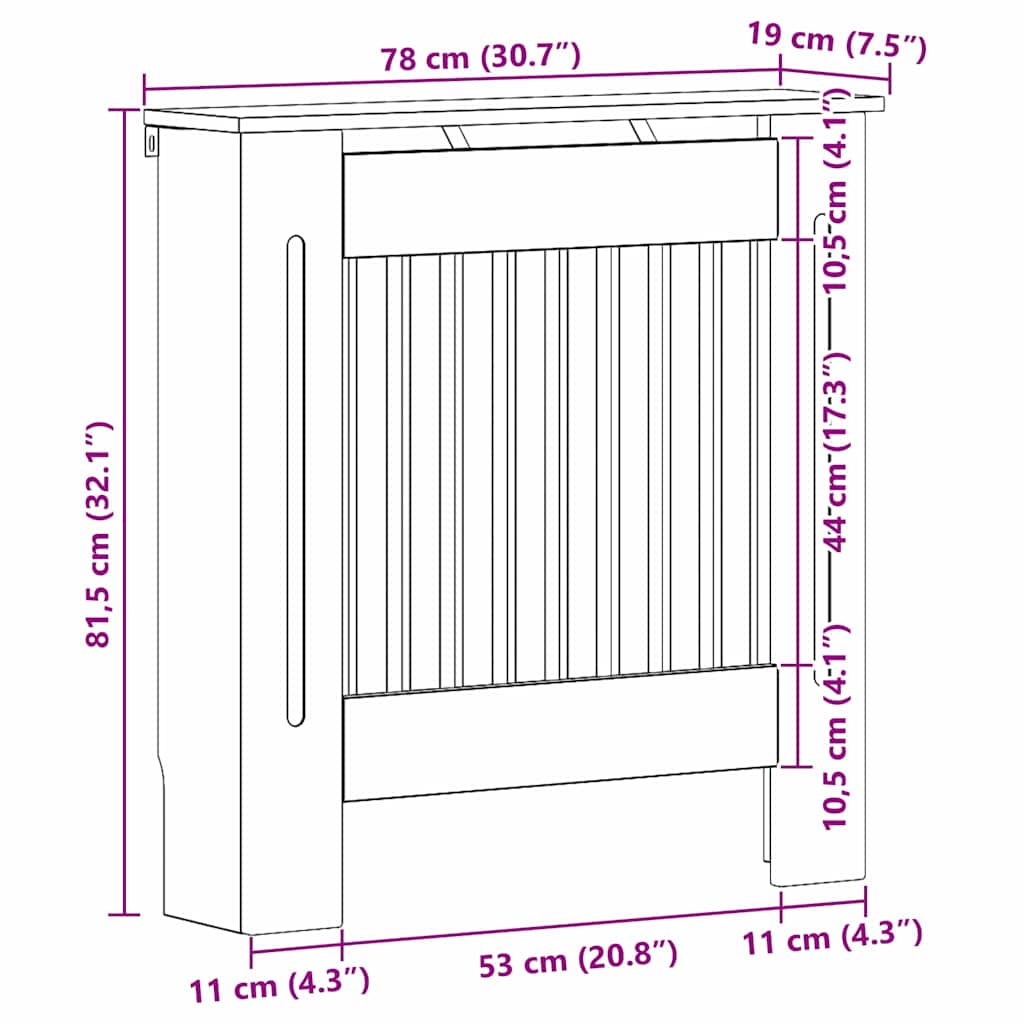Copertura per radiatori Grigio Cemento 78 x 19 x 81,5 cm