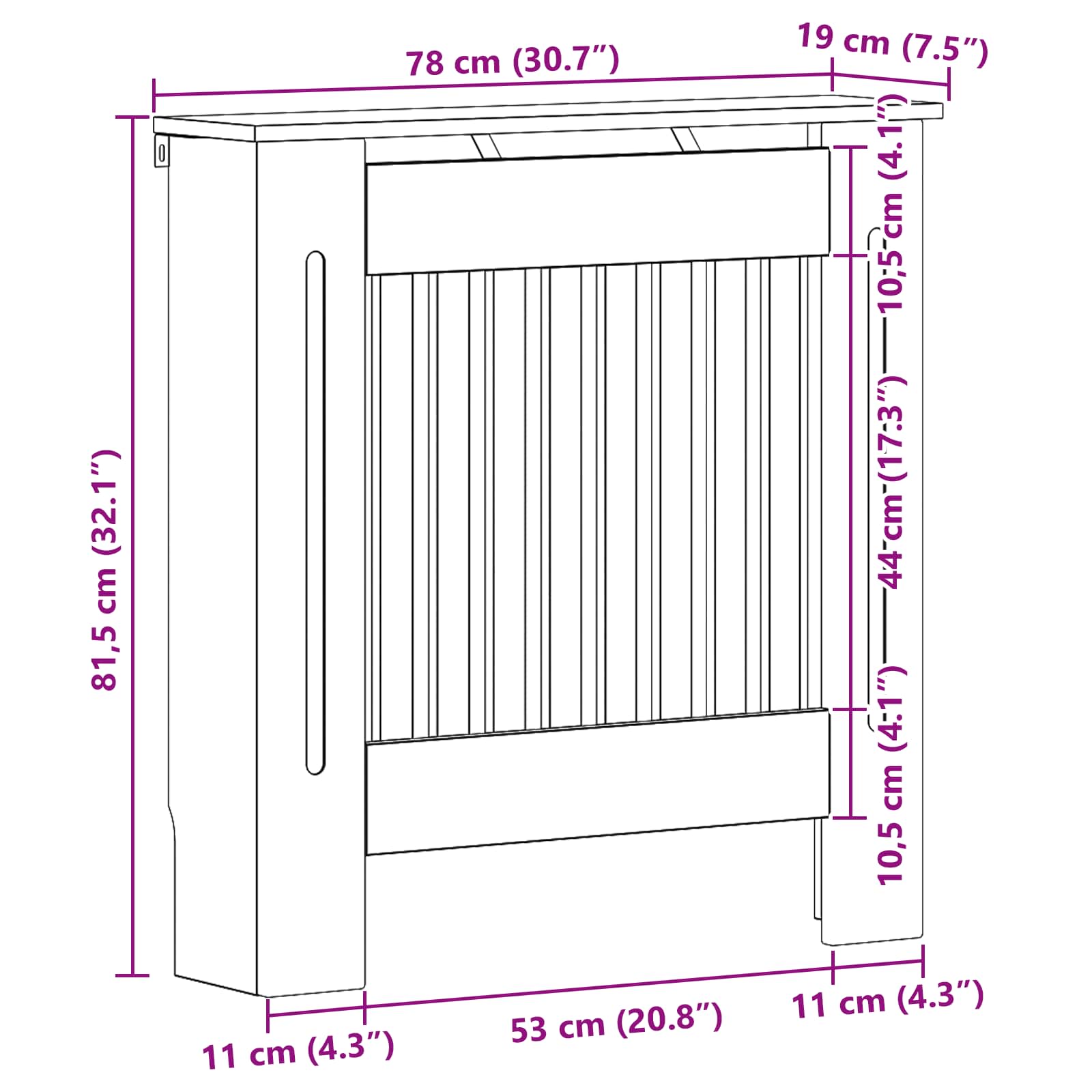 Copertura per radiatori Bianco Lucido 78 x 19 x 81,5 cm