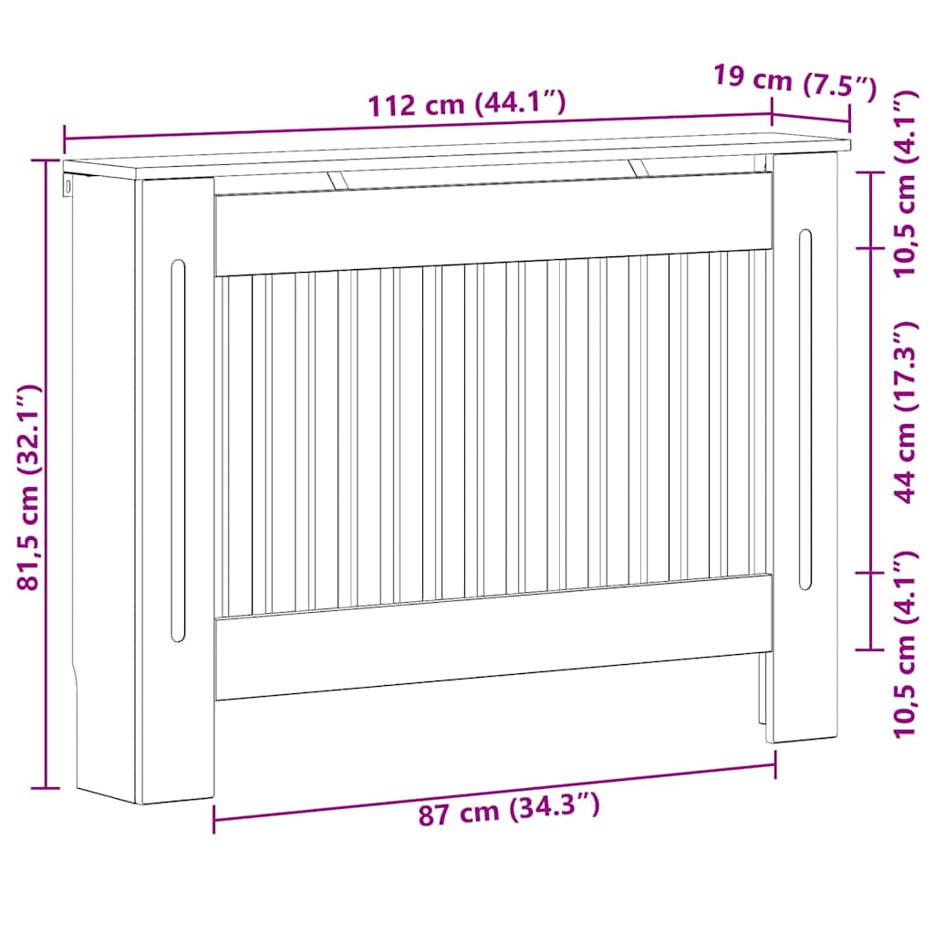 Copertura per radiatori Legno antico 112 x 19 x 81,5 cm