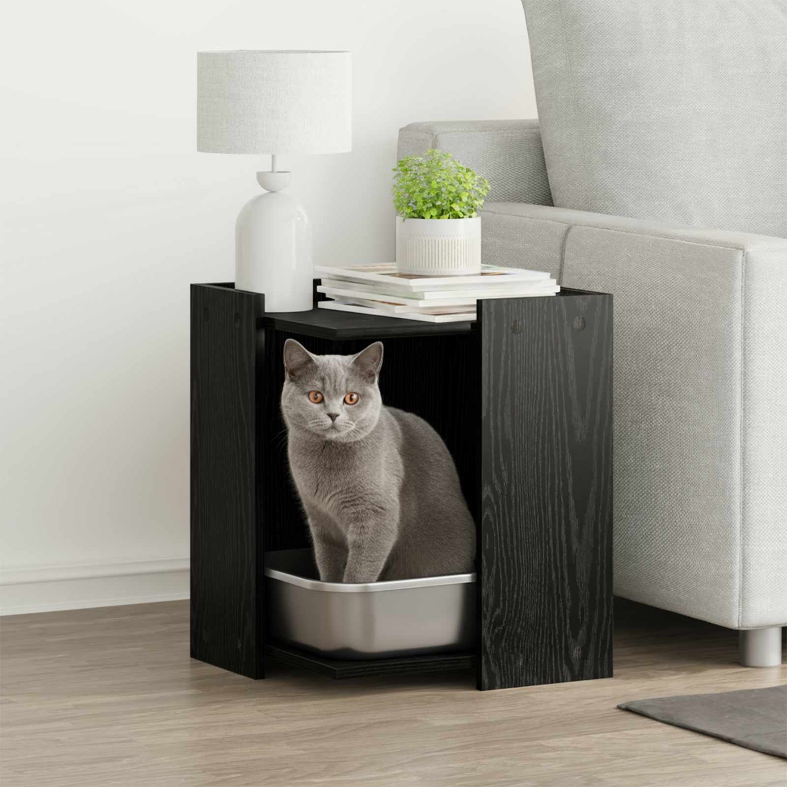 Rifugio per lettiera per gatti Rovere Nero 42 x 42 x 51 cm
