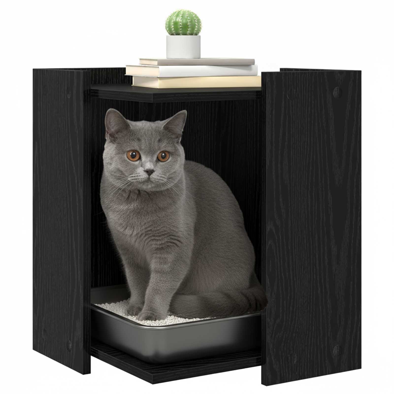 Rifugio per lettiera per gatti Rovere Nero 42 x 42 x 51 cm