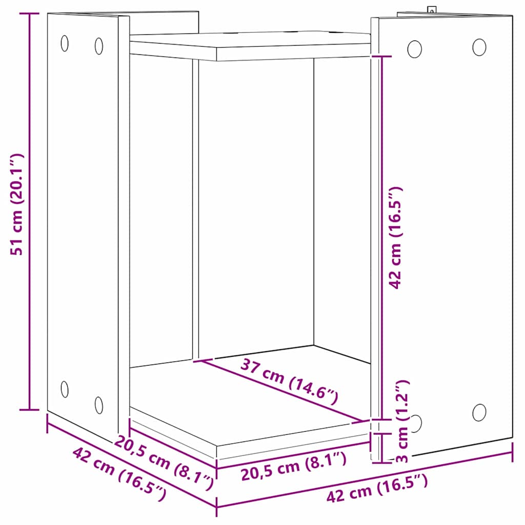 Rifugio per lettiera per gatti Rovere Nero 42 x 42 x 51 cm
