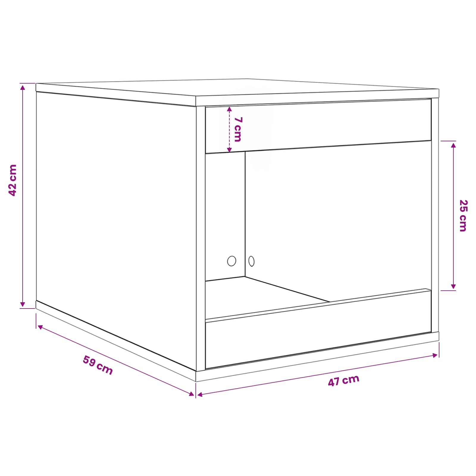 Rifugio per lettiera per gatti Rovere Nero 47 x 59 x 42 cm
