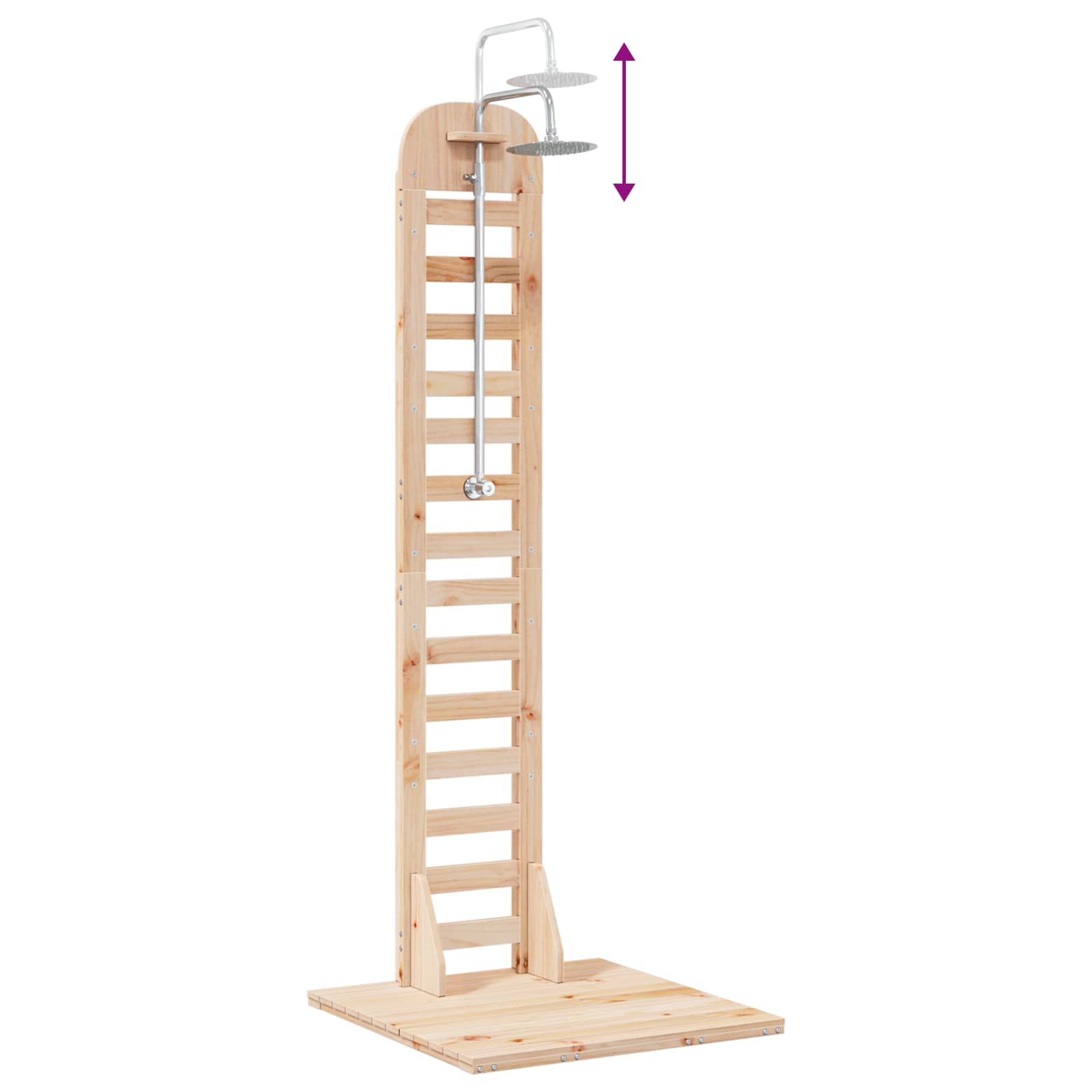 Doccia da esterno 223 cm Legno massello di pino e acciaio inox
