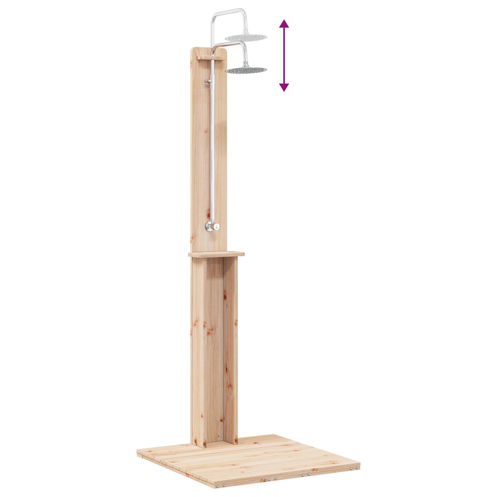 Doccia da esterno 206 cm Legno massello di pino e acciaio inox