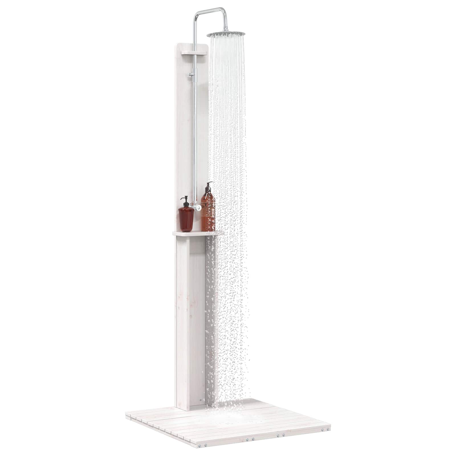 Doccia da esterno 206 cm Legno massello di pino e acciaio inox