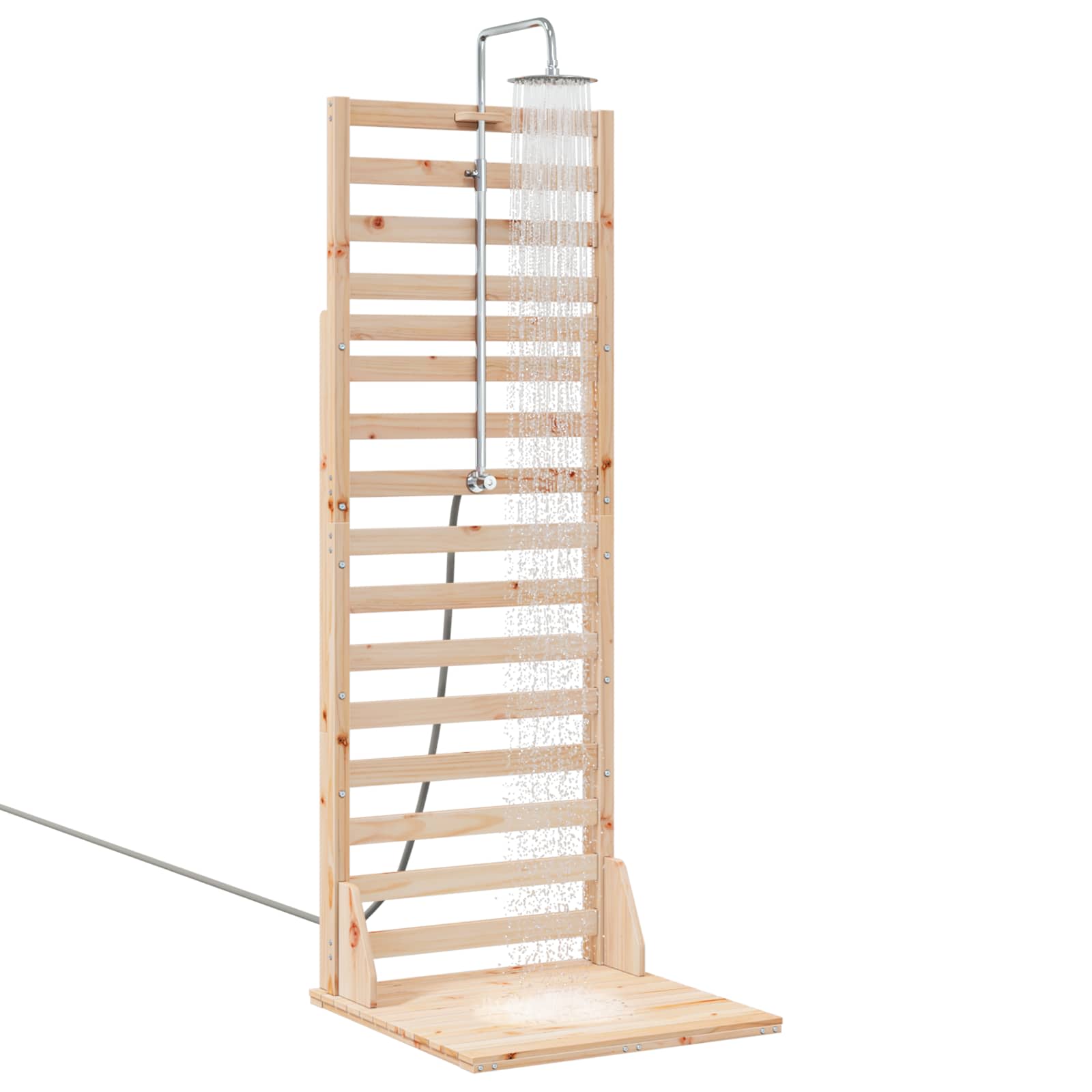 Doccia da esterno 225 cm Legno massello di pino e acciaio inox