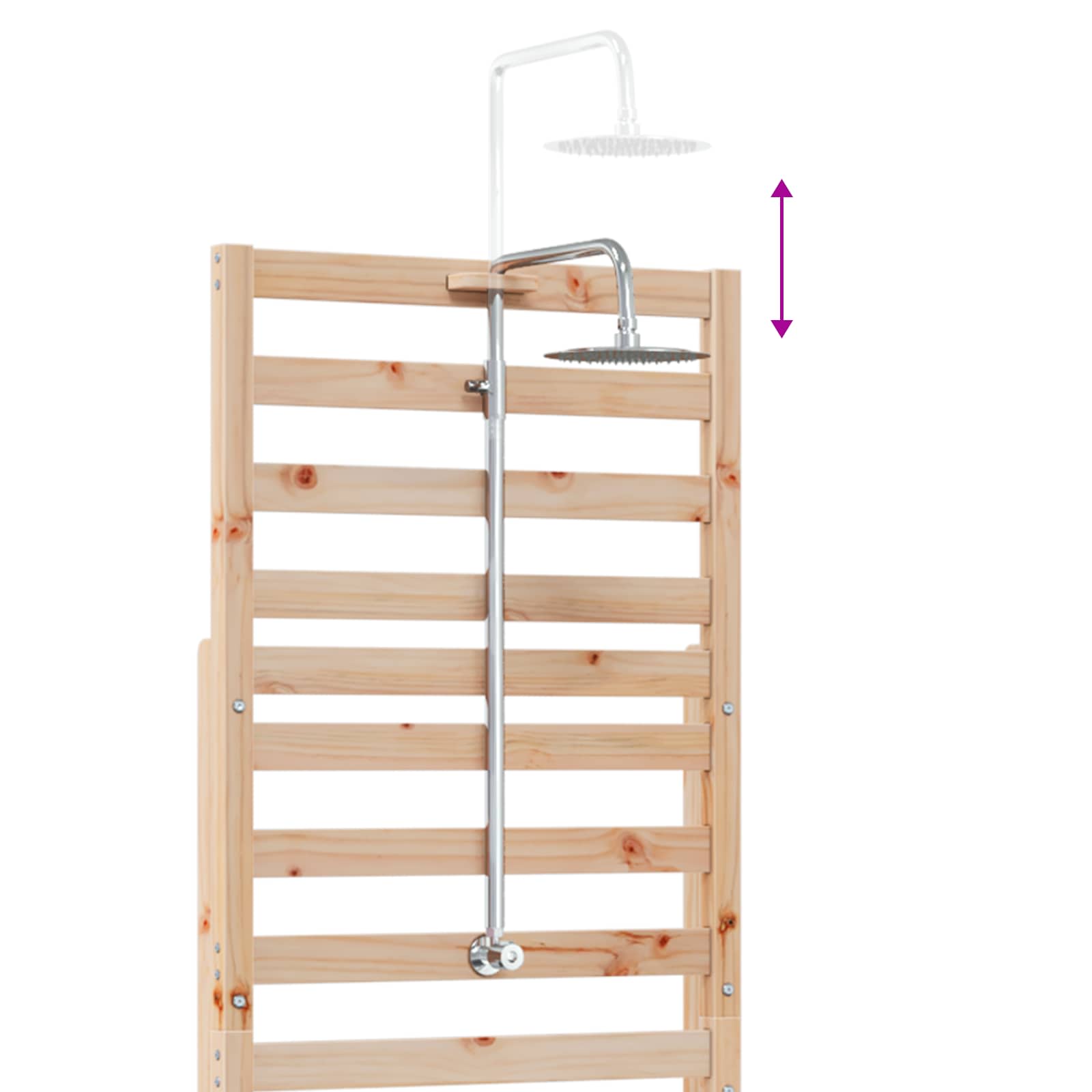 Doccia da esterno 225 cm Legno massello di pino e acciaio inox
