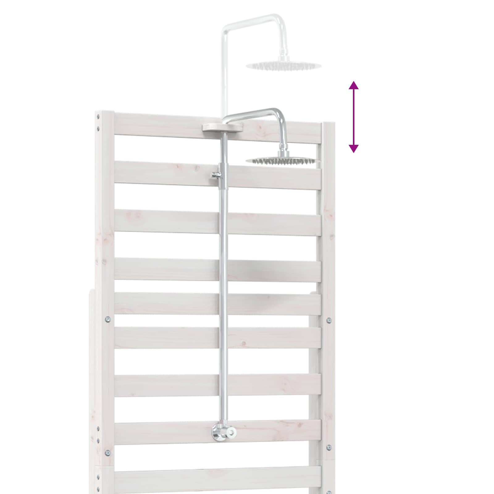 Doccia da esterno 225 cm Legno massello di pino e acciaio inox