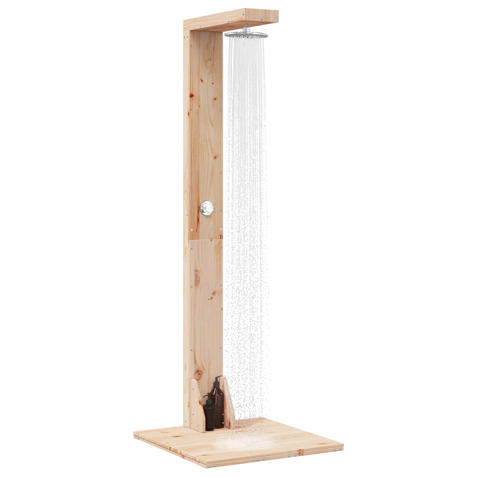 Doccia da esterno 210 cm Legno massello di pino e acciaio inox