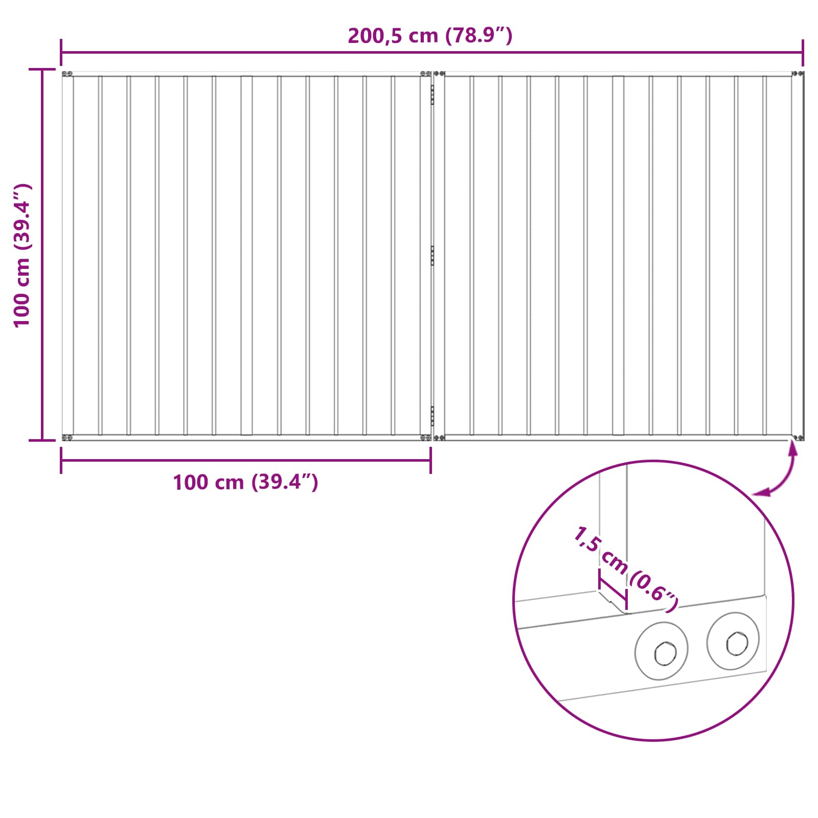 Cancello per cani 2 Panels Nero 100 x 100 cm Acciaio zincato