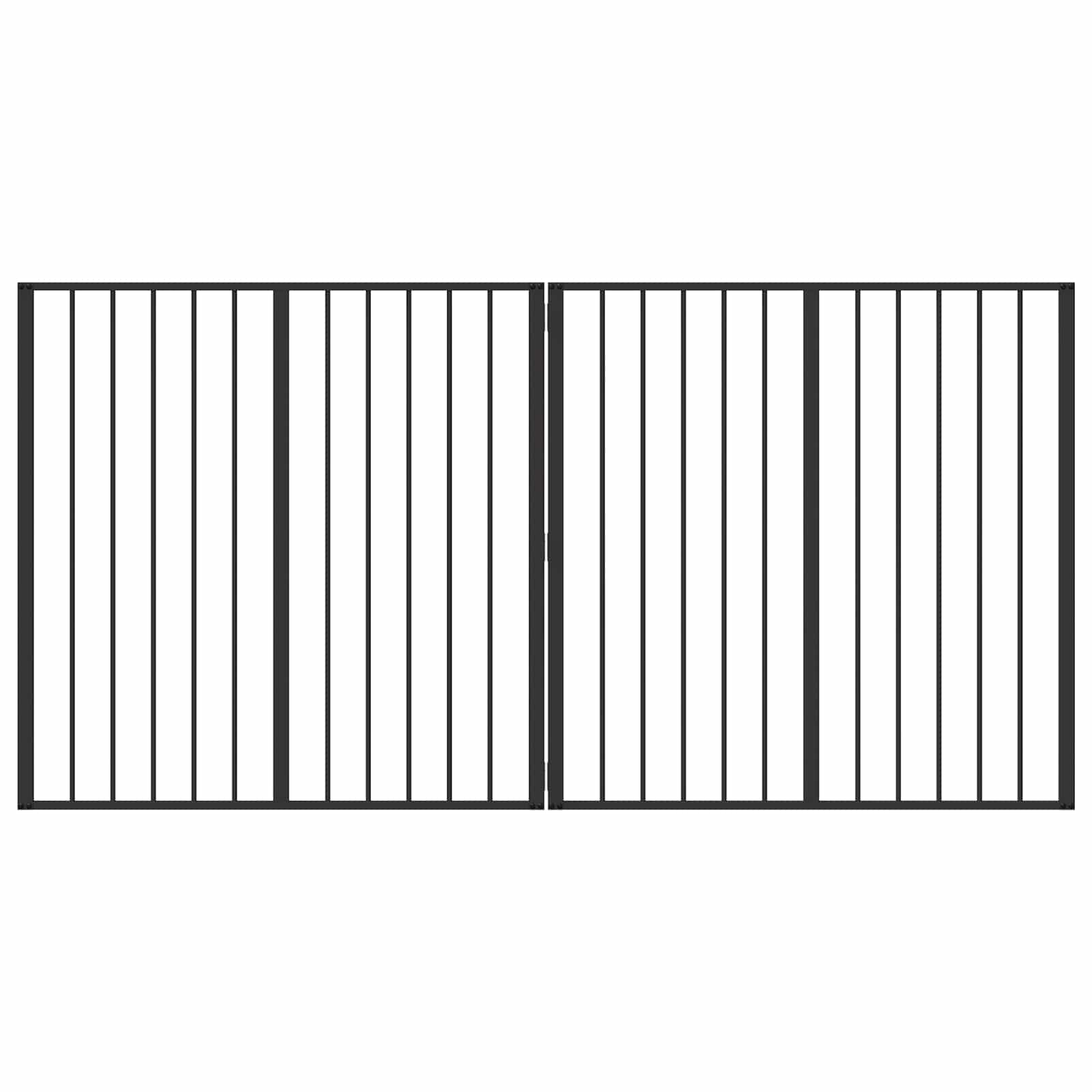 Cancello per cani 2 Panels Nero 100 x 100 cm Acciaio zincato