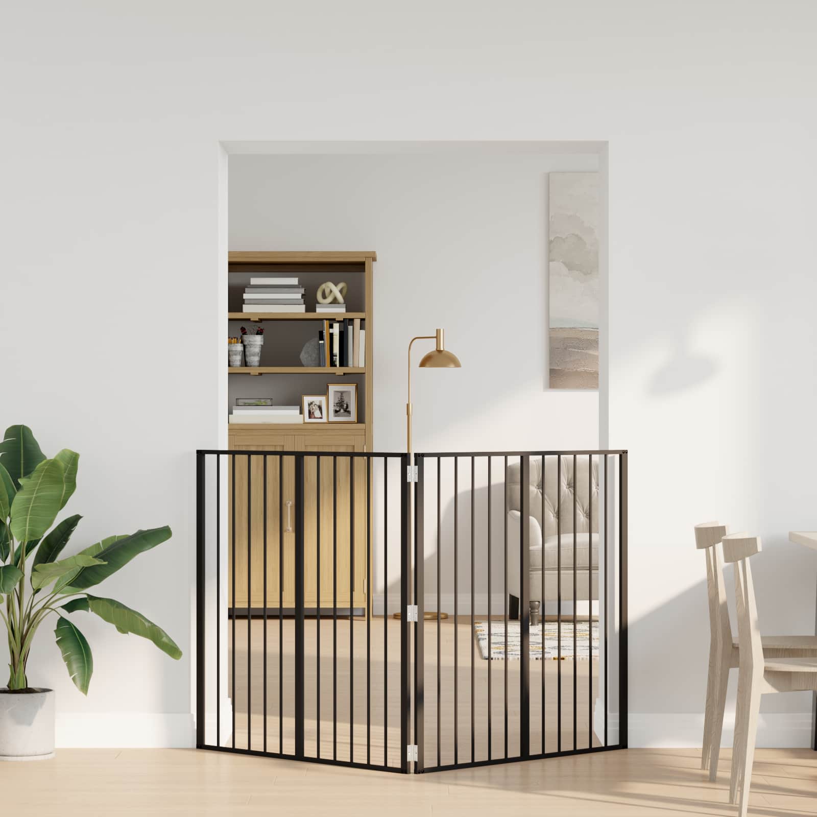 Cancello per cani 2 Panels Nero 100 x 100 cm Acciaio zincato
