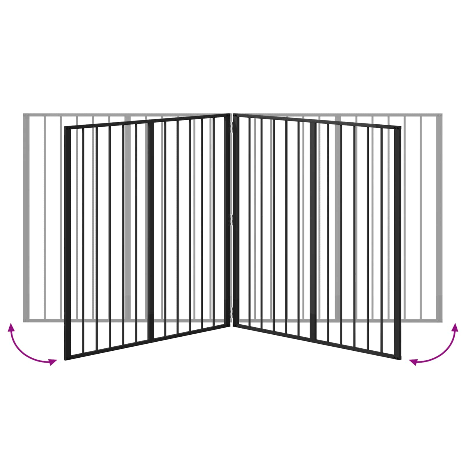 Cancello per cani 4 pz Nero 100 x 100 cm Acciaio zincato