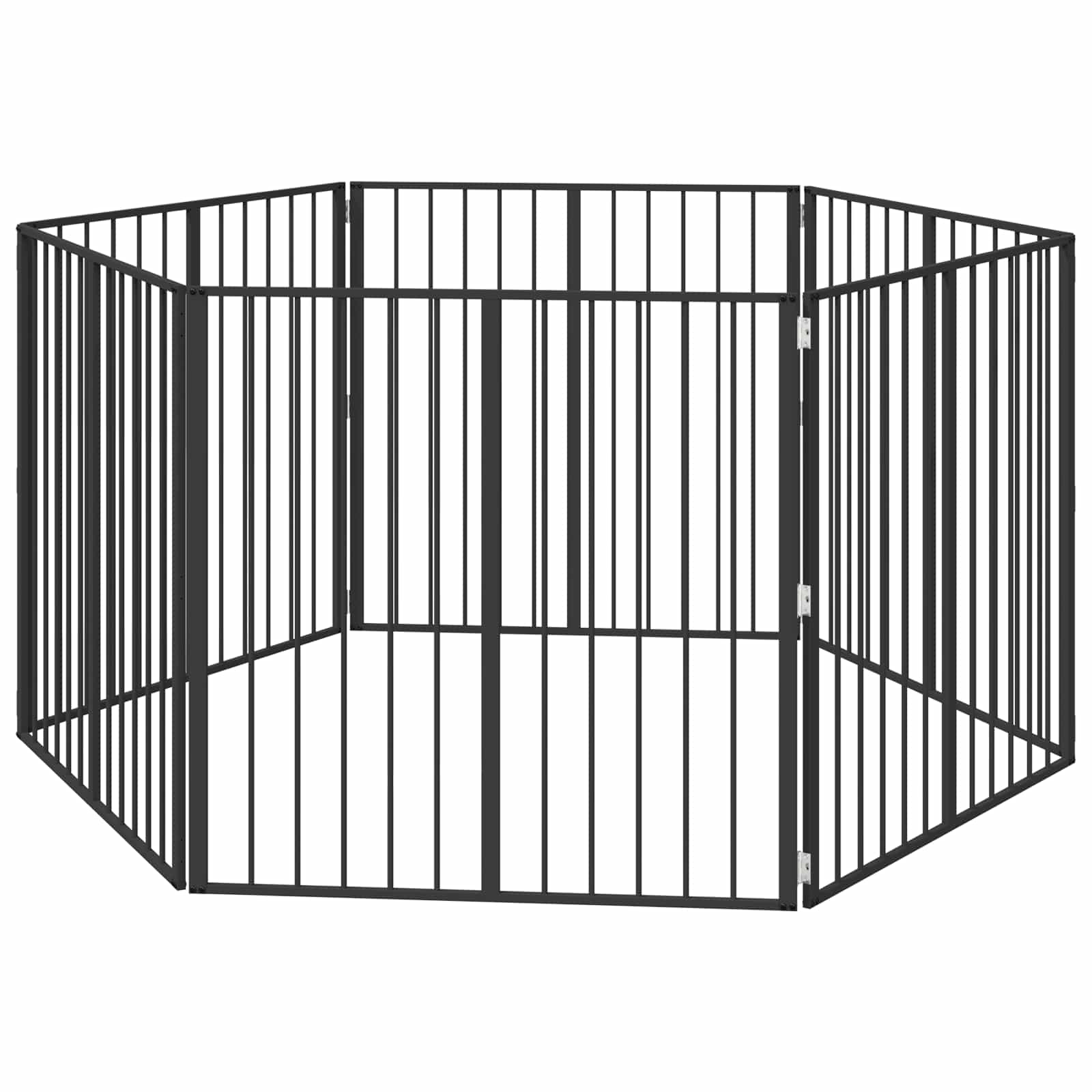 Cancello per cani 6 pz Nero 100 x 100 cm Acciaio zincato