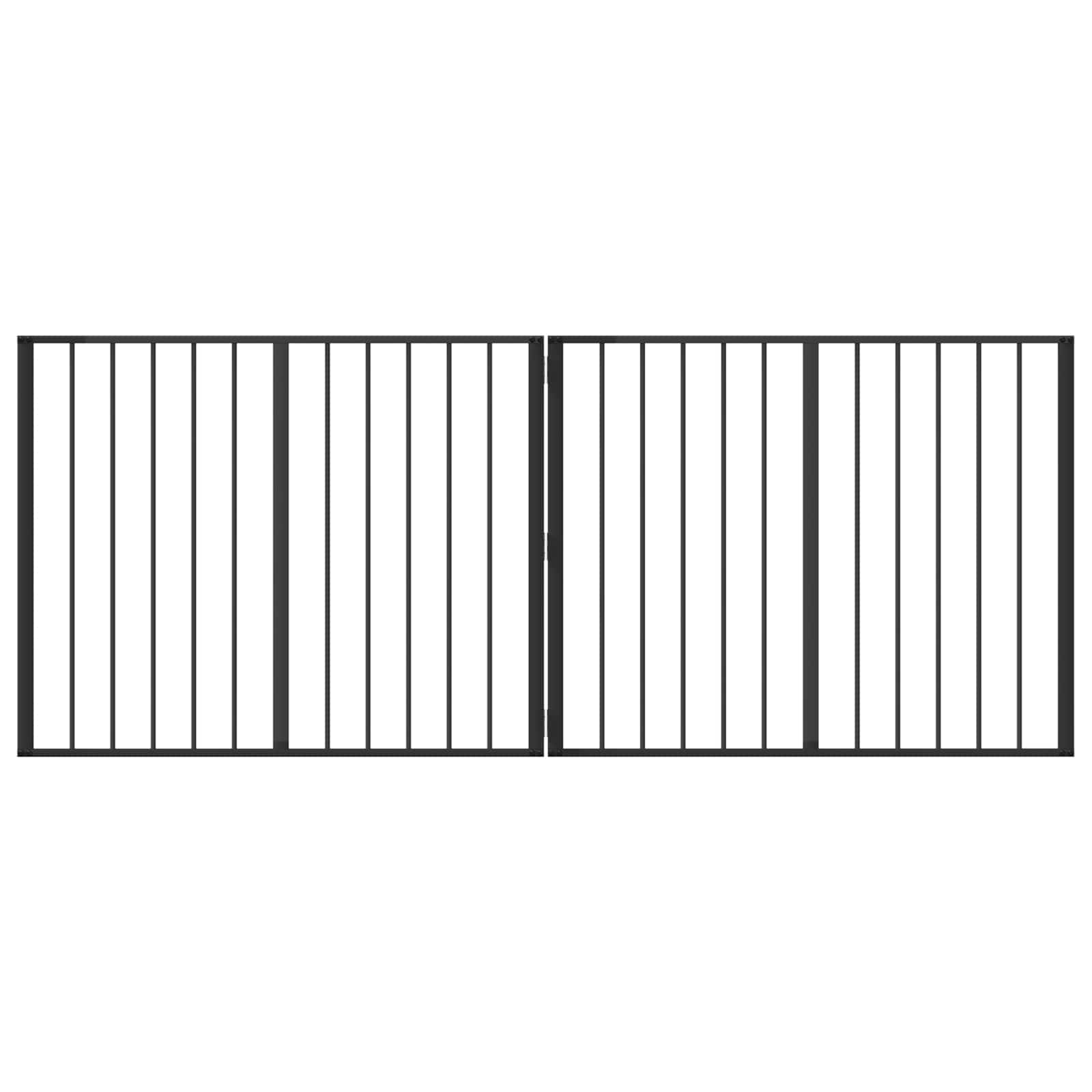 Cancello per cani 2 pz Nero 100 x 80 cm Acciaio zincato