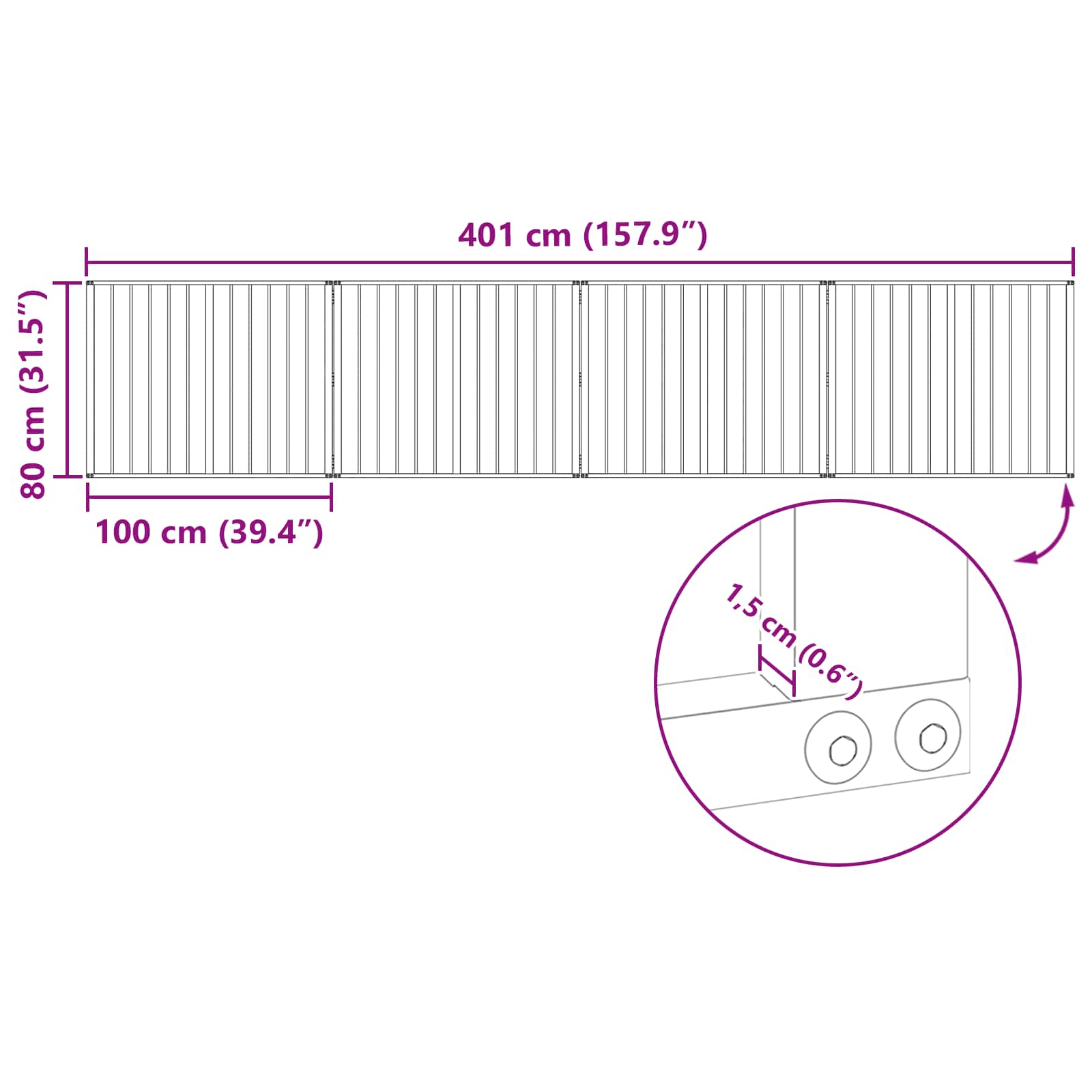 Cancello per cani 4 pz Nero 100 x 80 cm Acciaio zincato