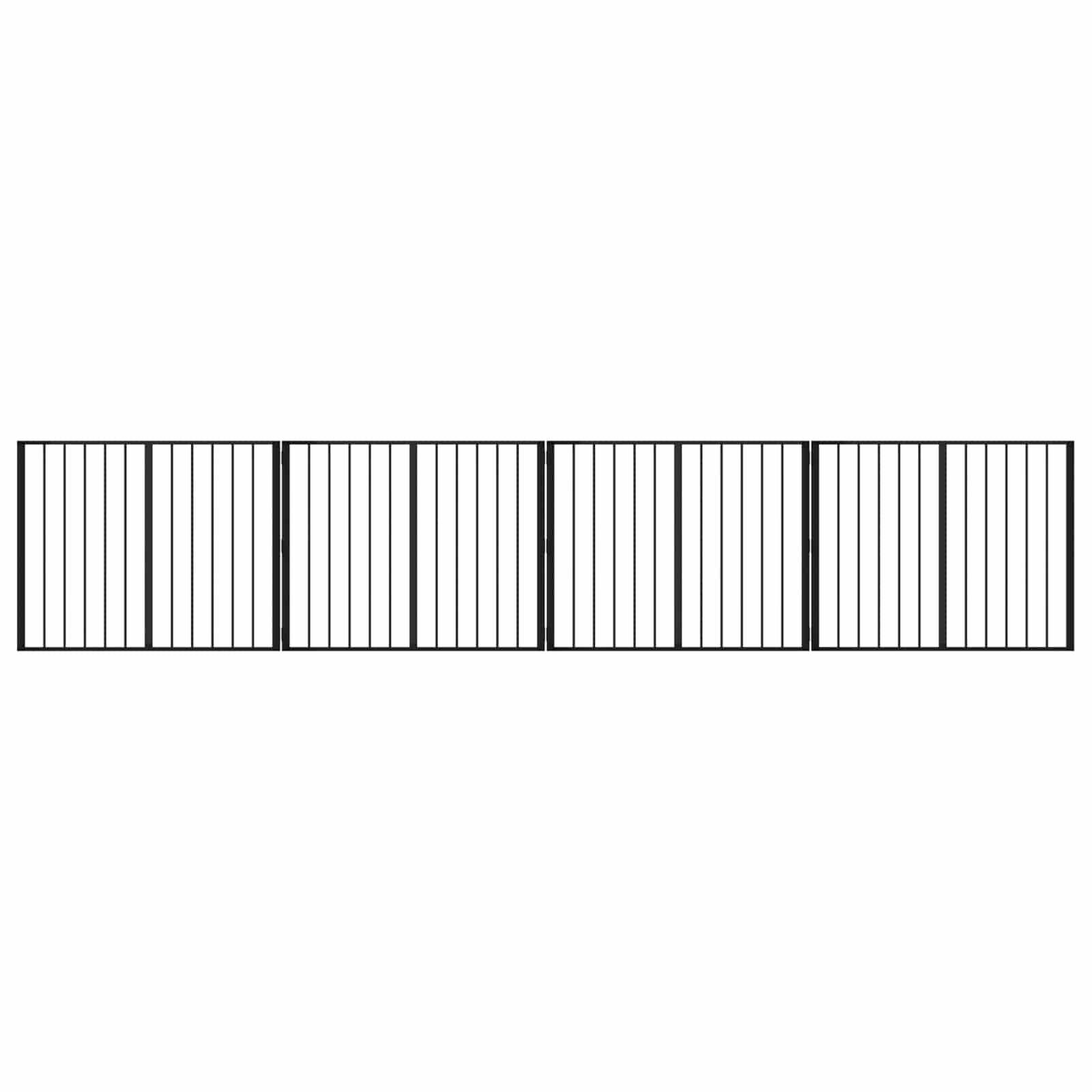 Cancello per cani 4 pz Nero 100 x 80 cm Acciaio zincato