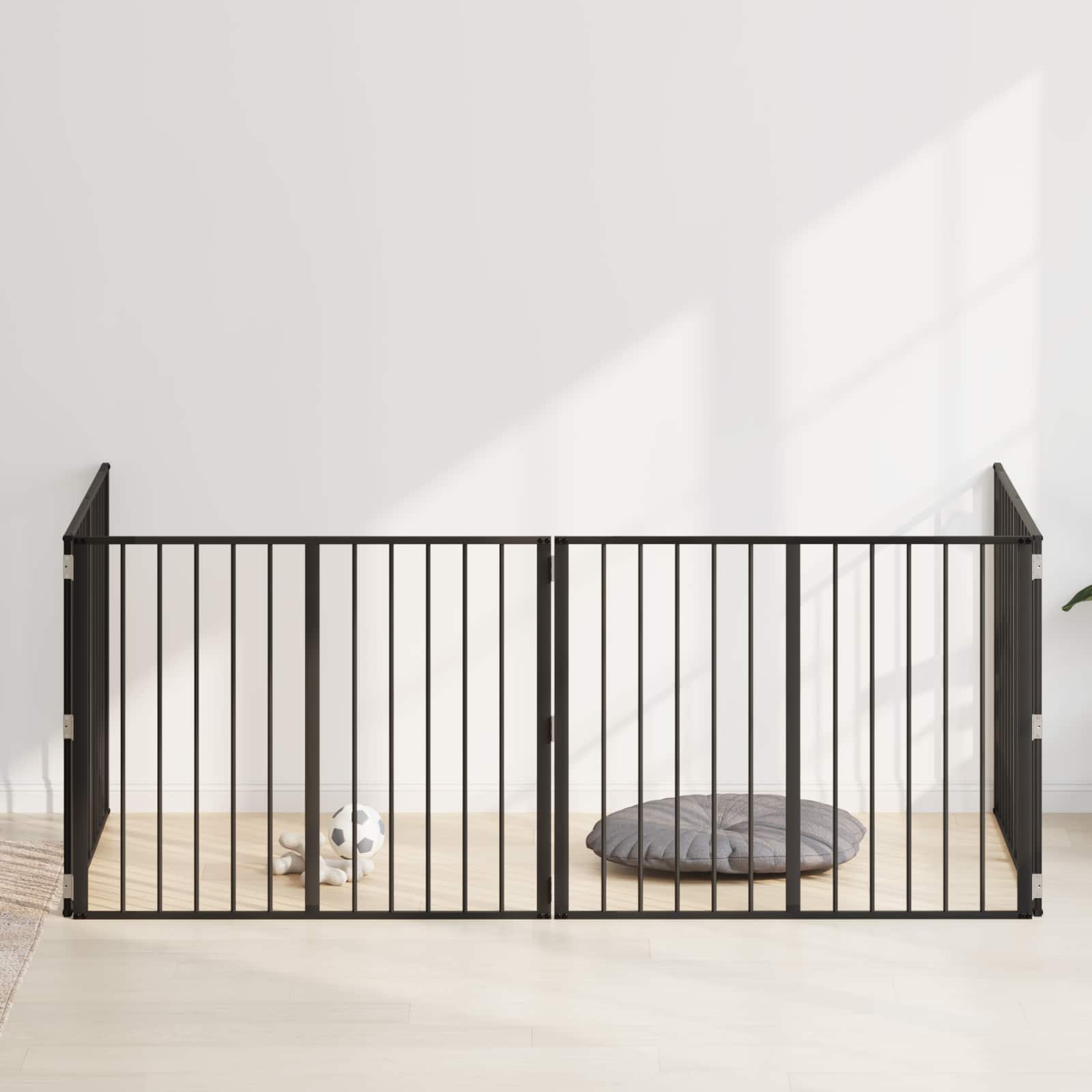 Cancello per cani 4 pz Nero 100 x 80 cm Acciaio zincato