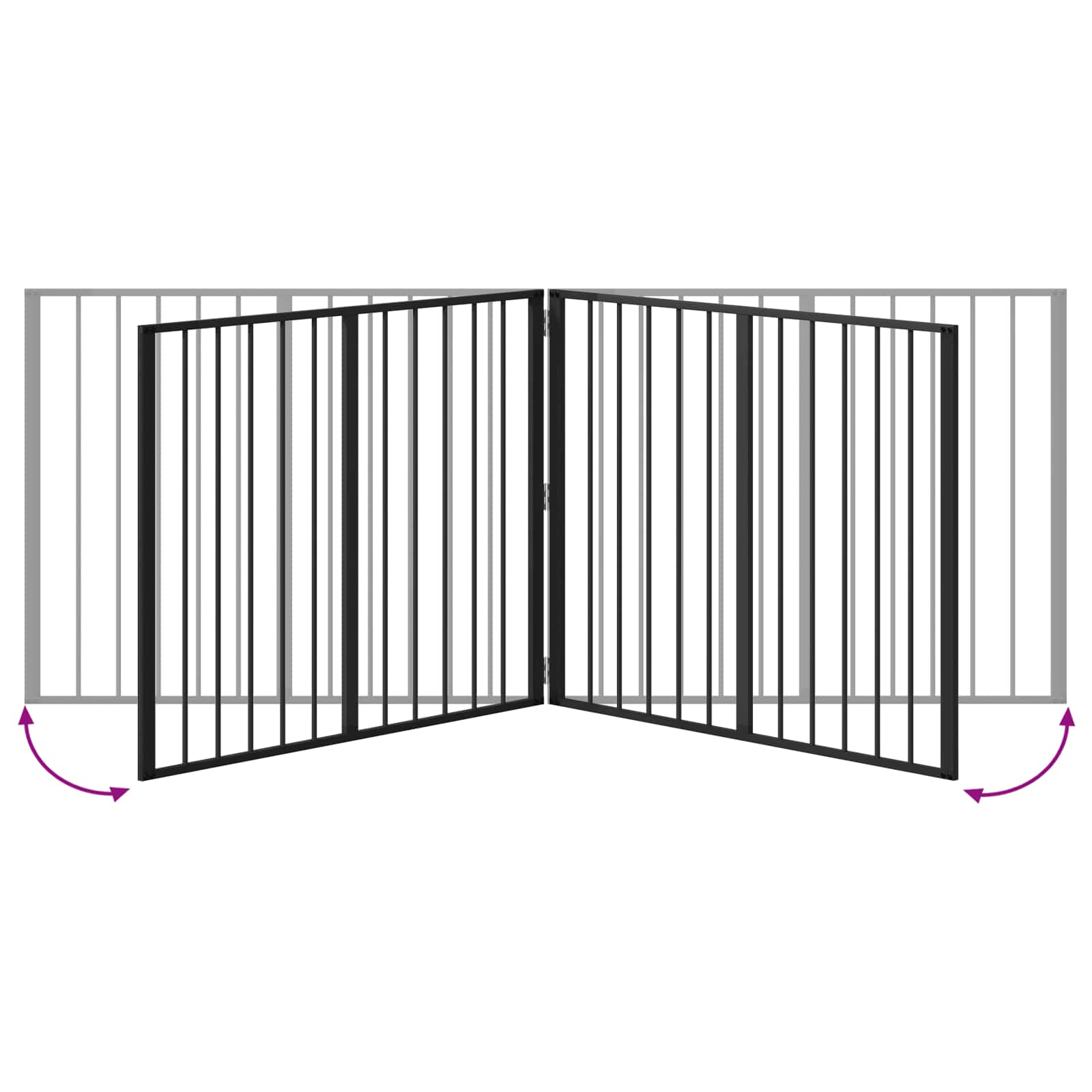 Cancello per cani 4 pz Nero 100 x 80 cm Acciaio zincato