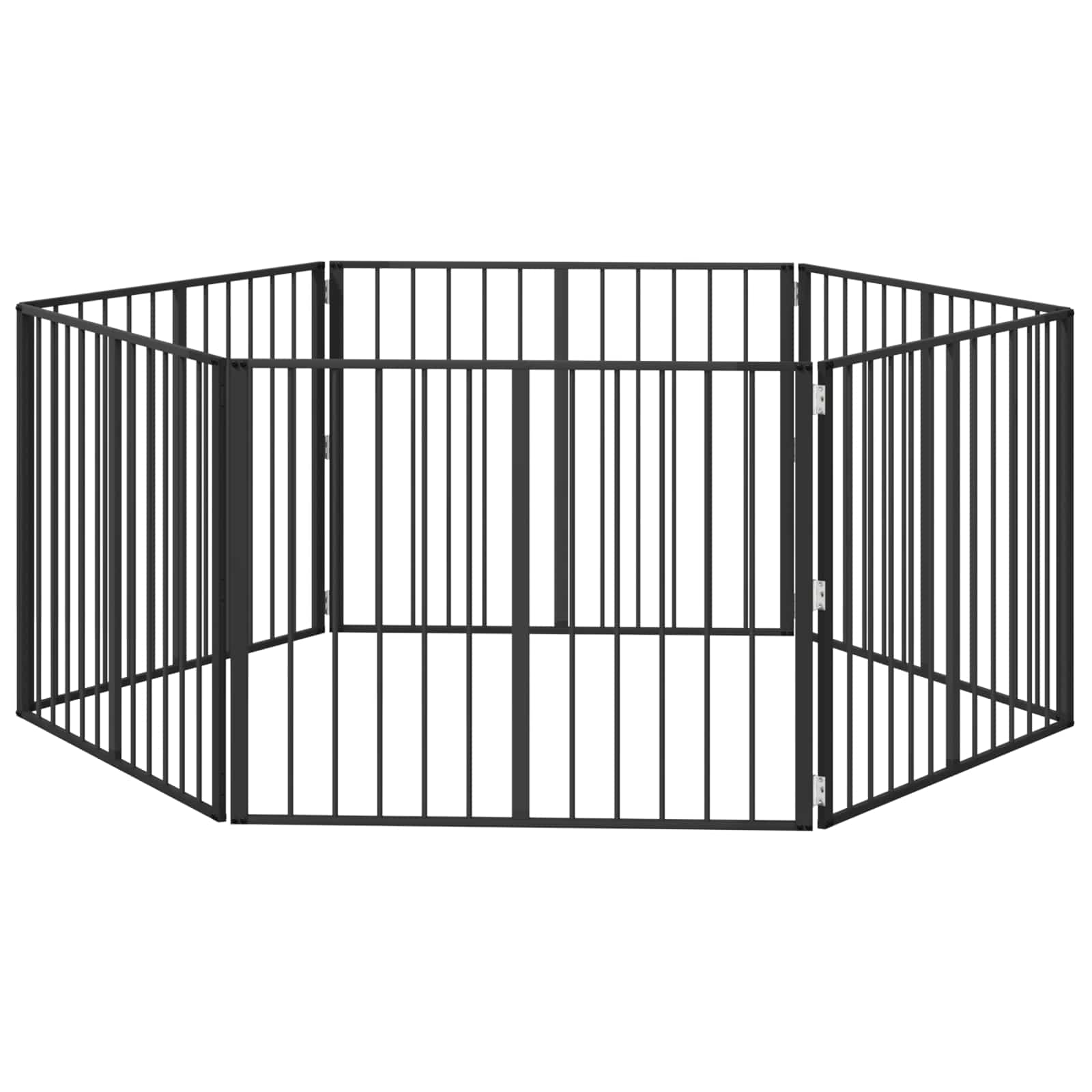 Cancello per cani 6 pz Nero 100 x 80 cm Acciaio zincato