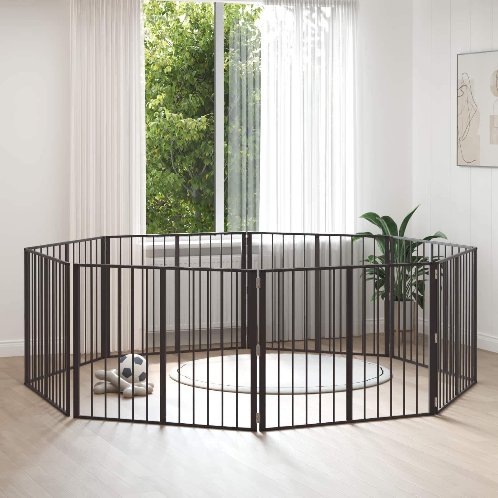 Cancello per cani 8 pz Nero 100 x 80 cm Acciaio zincato