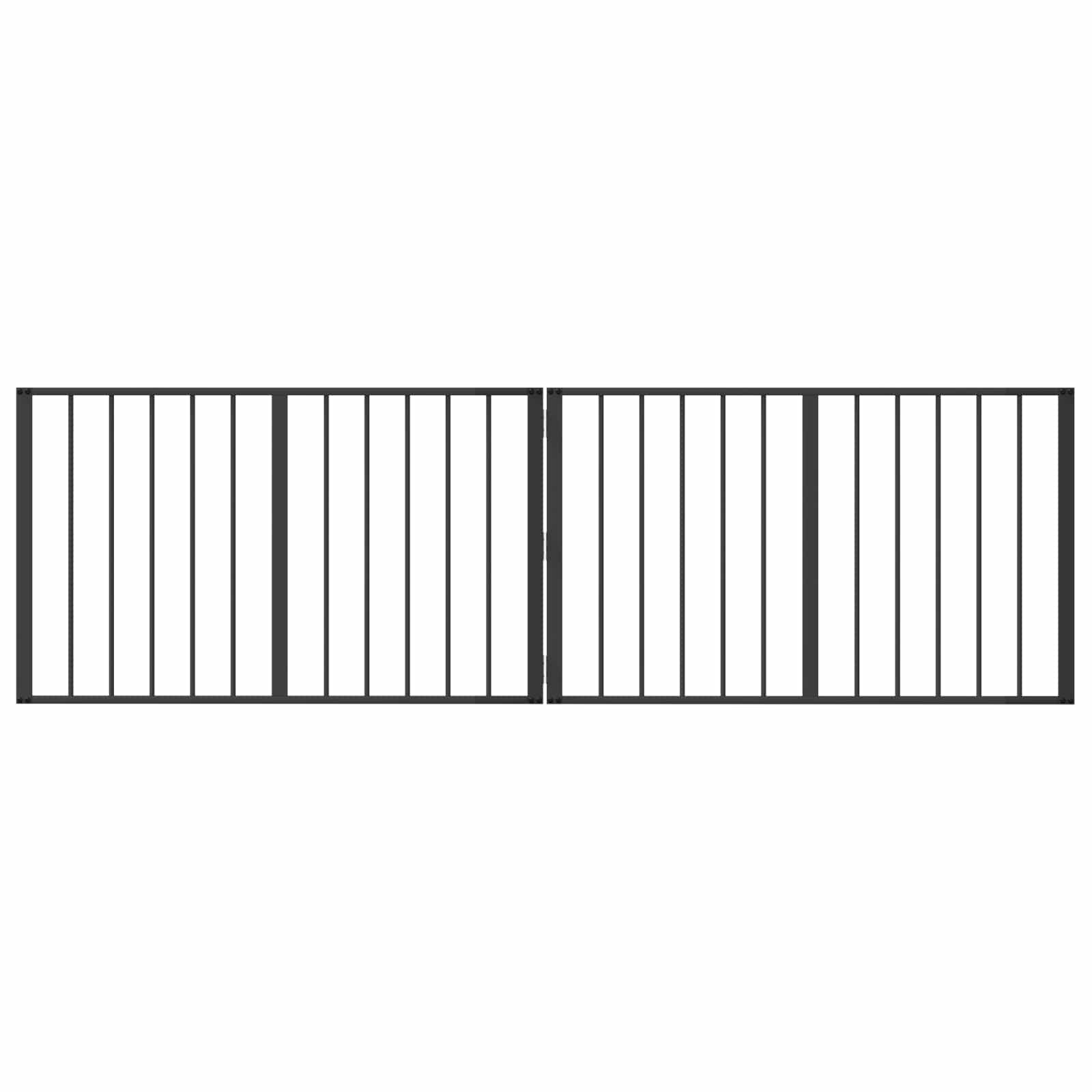 Cancello per cani 2 pz Nero 100 x 60 cm Acciaio zincato
