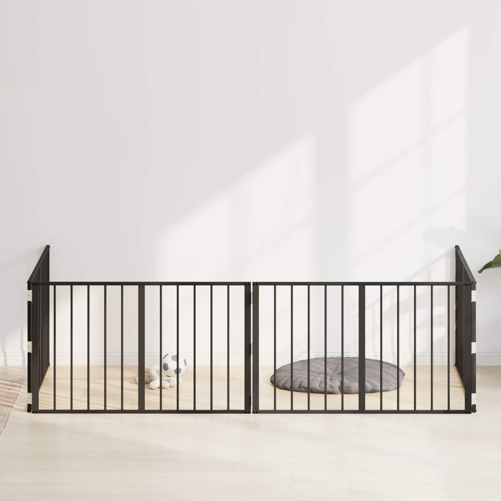 Cancello per cani 4 pz Nero 100 x 60 cm Acciaio zincato