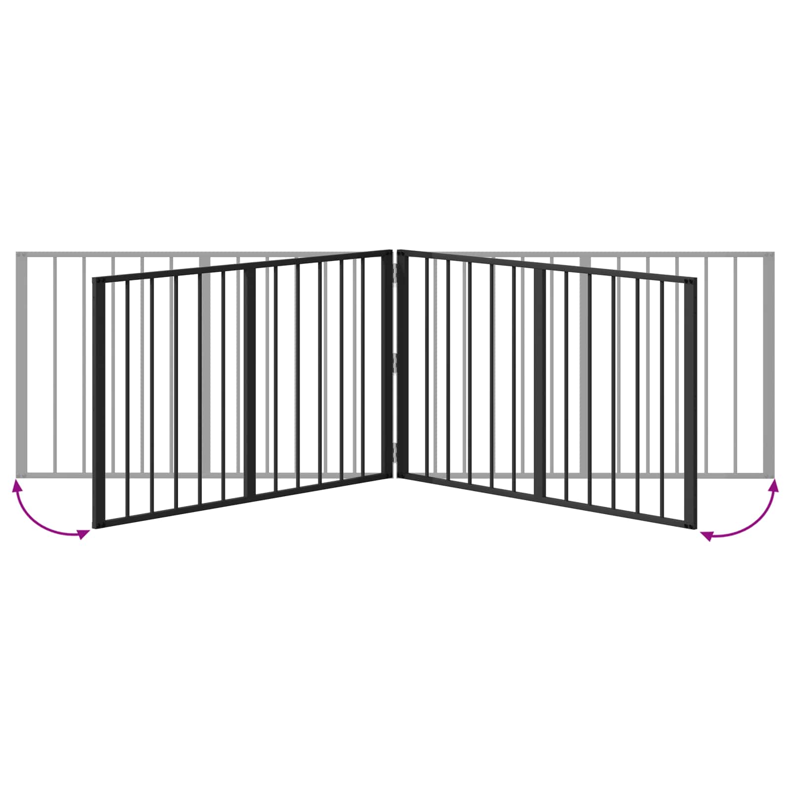 Cancello per cani 4 pz Nero 100 x 60 cm Acciaio zincato